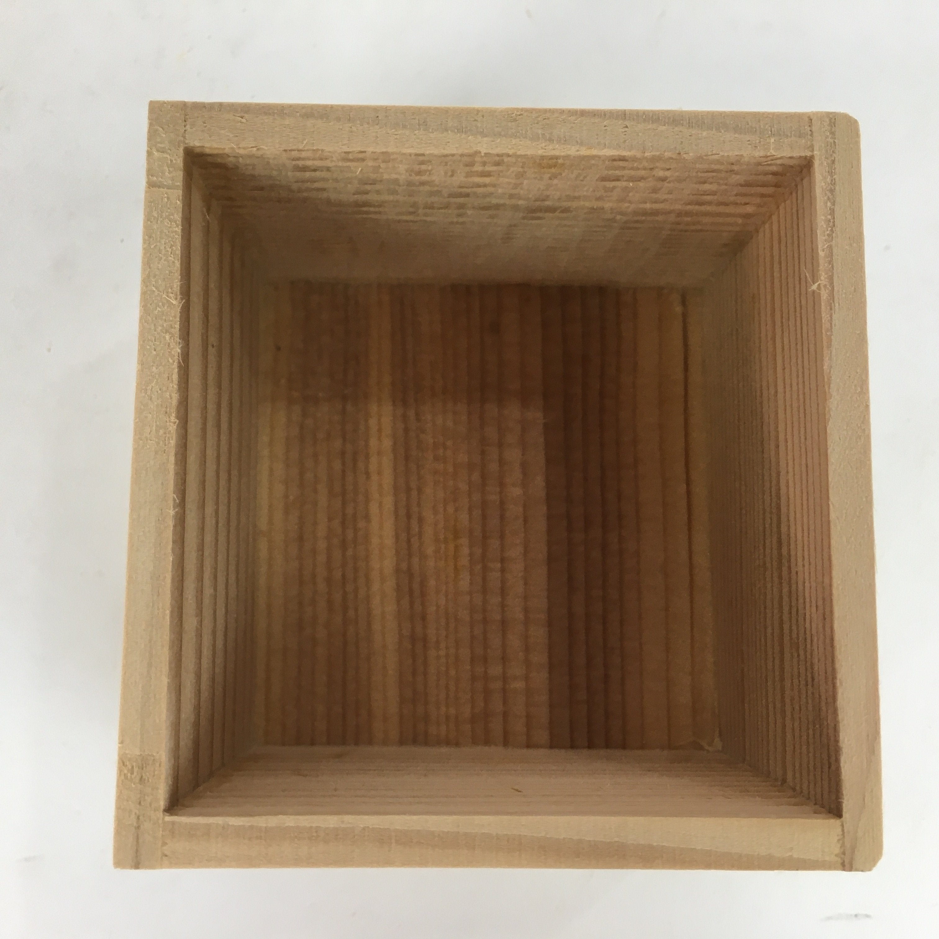 Japanese Wooden Storage Box Pottery Vtg Small Hako Inside 7.1x 6.9x5.4cm WB807