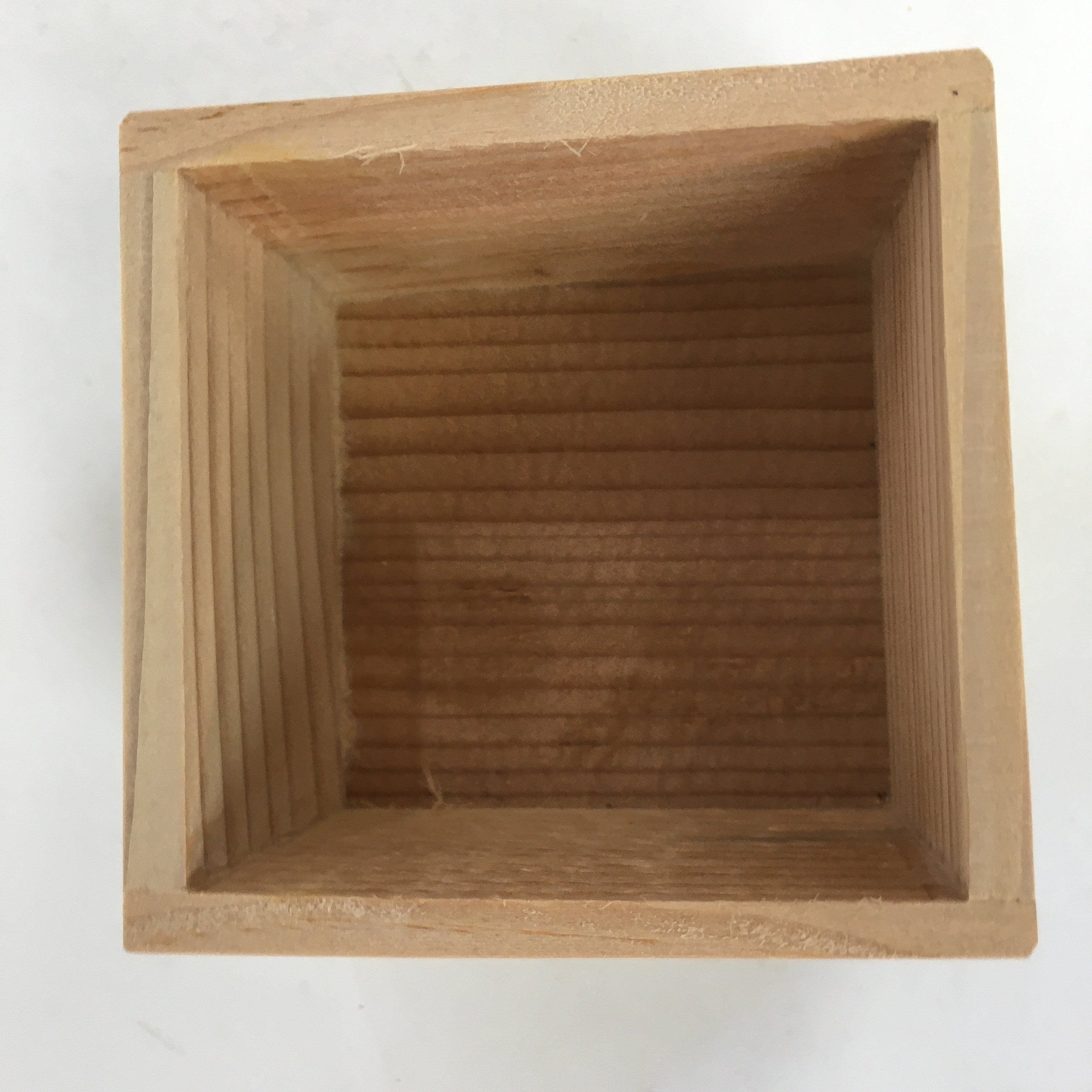Japanese Wooden Storage Box Pottery Vtg Small Hako Inside 7.2 x 7 x 5 cm WB803