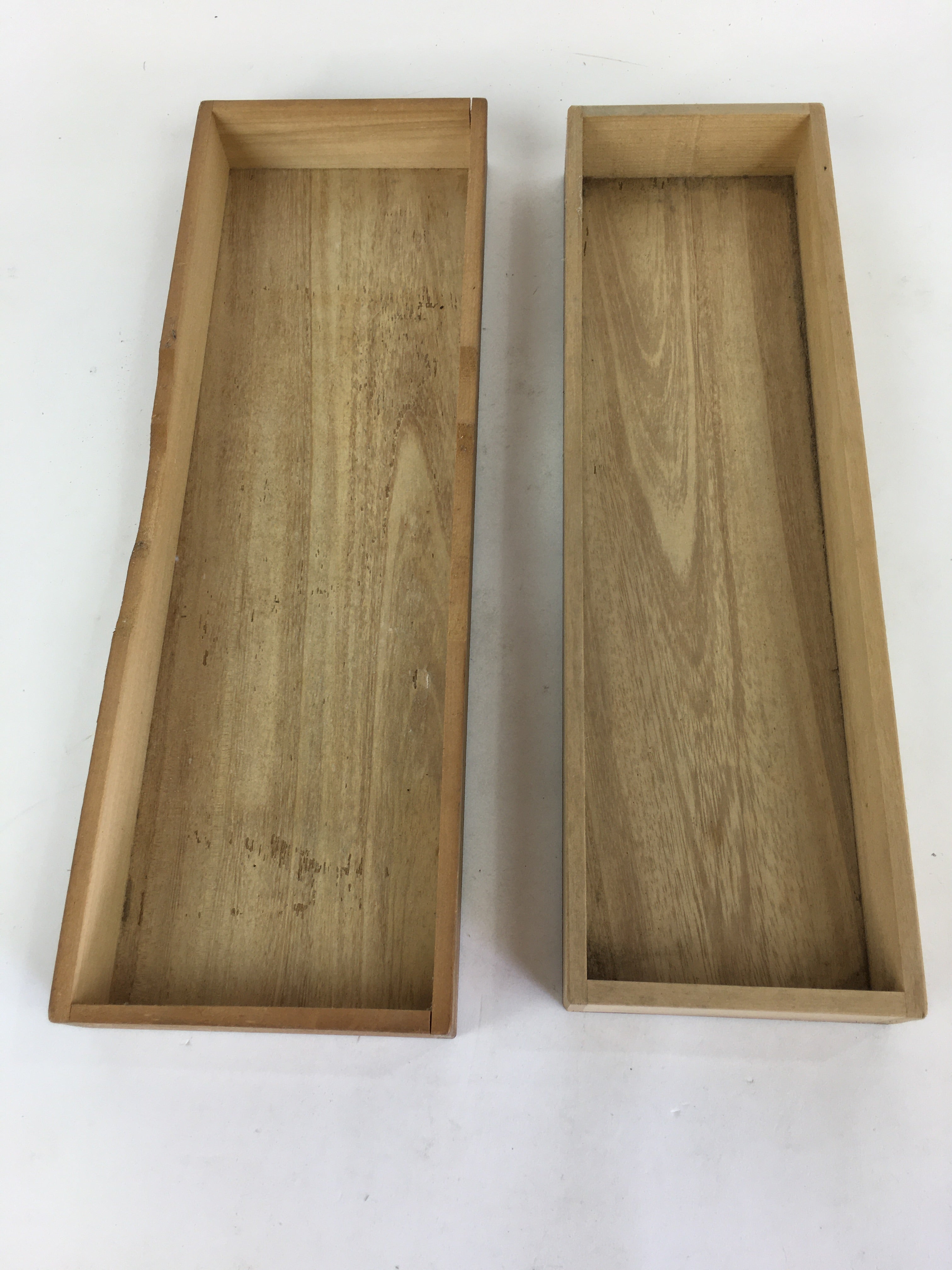 Japanese Wooden Storage Box Vtg Pottery Hako Inside 10.1x38x3.5cm WB927
