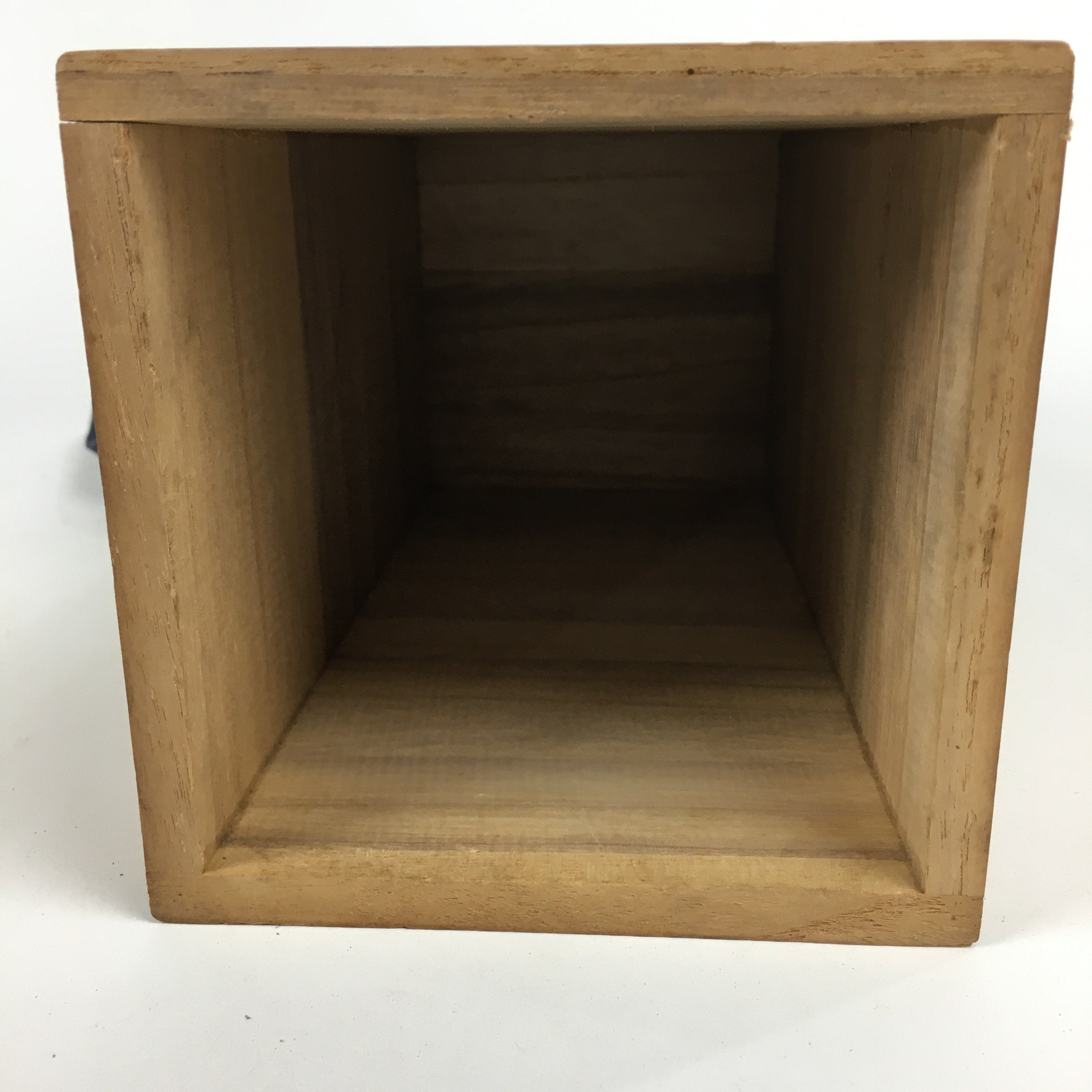 Japanese Wooden Storage Box Vtg Pottery Hako Inside 10.4x10.5x22.5cm WB842