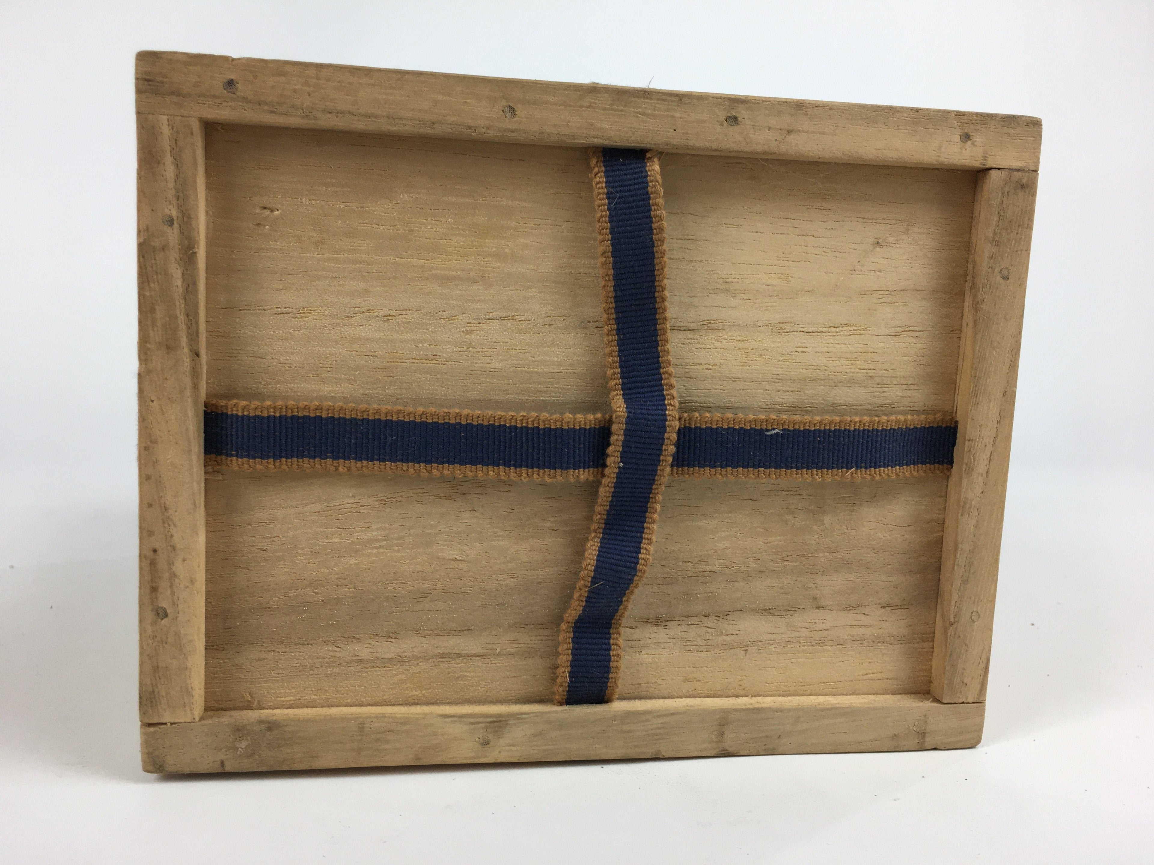 Japanese Wooden Storage Box Vtg Pottery Hako Inside 11.9x16x18cm WB864