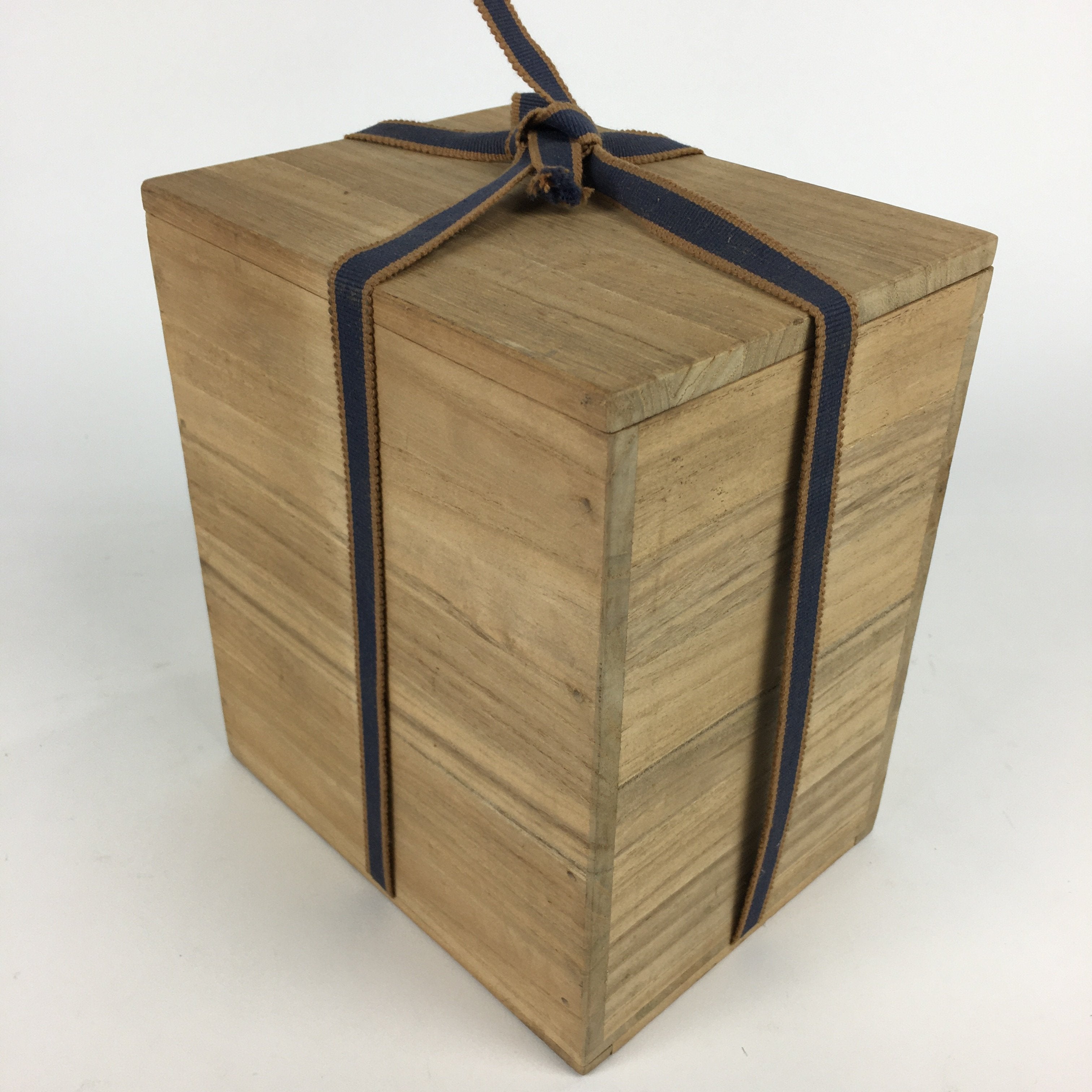 Japanese Wooden Storage Box Vtg Pottery Hako Inside 11.9x16x18cm WB864