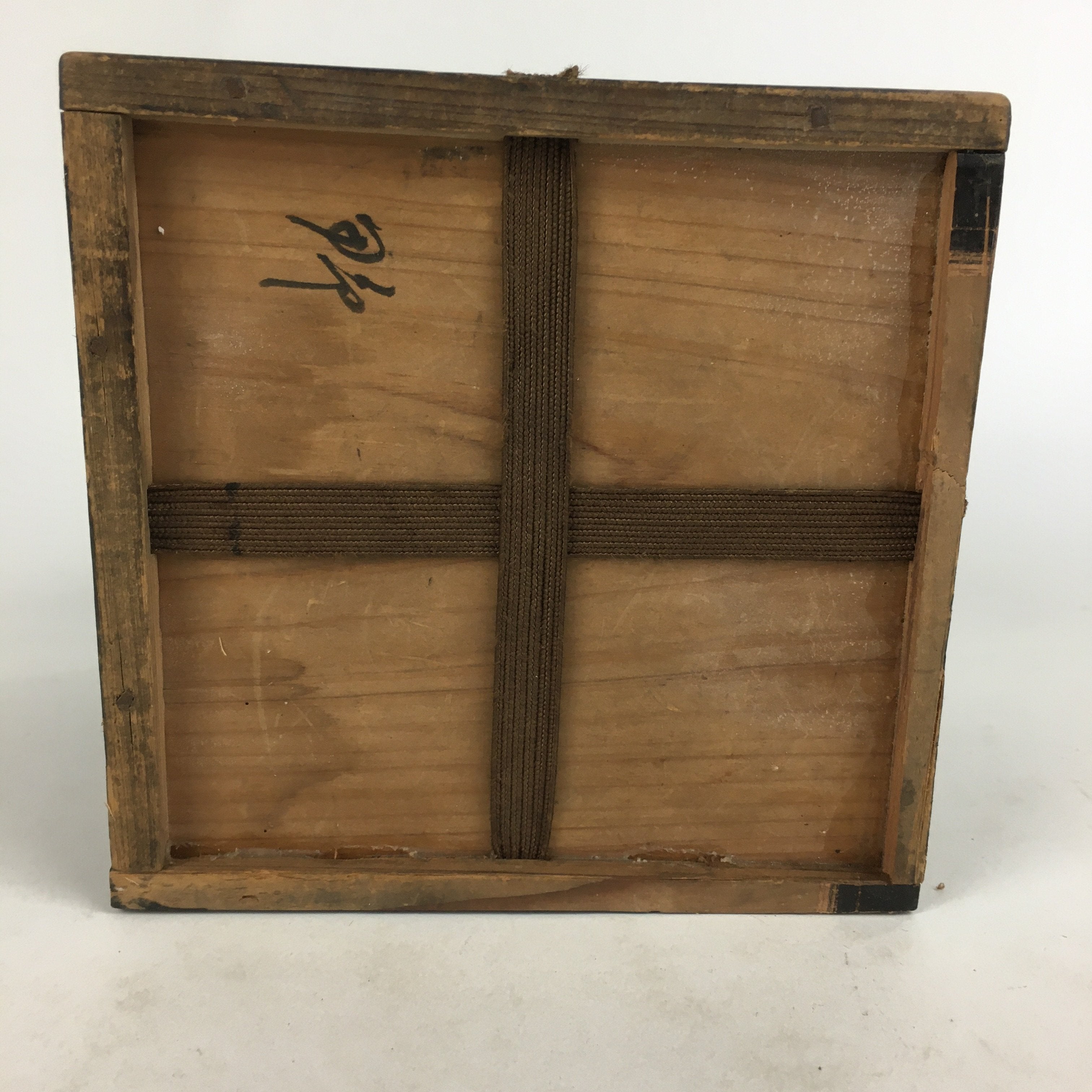 Japanese Wooden Storage Box Vtg Pottery Hako Inside 12.2x12x12.8cm WB855