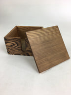Japanese Wooden Storage Box Vtg Pottery Hako Inside 12.5x12.2x7.1cm WB937