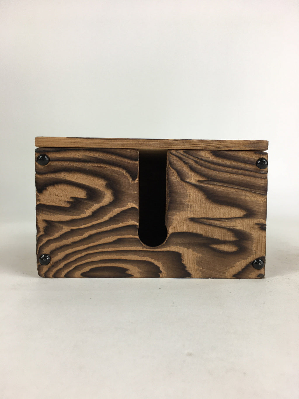 Japanese Wooden Storage Box Vtg Pottery Hako Inside 12.5x12.2x7.1cm WB937