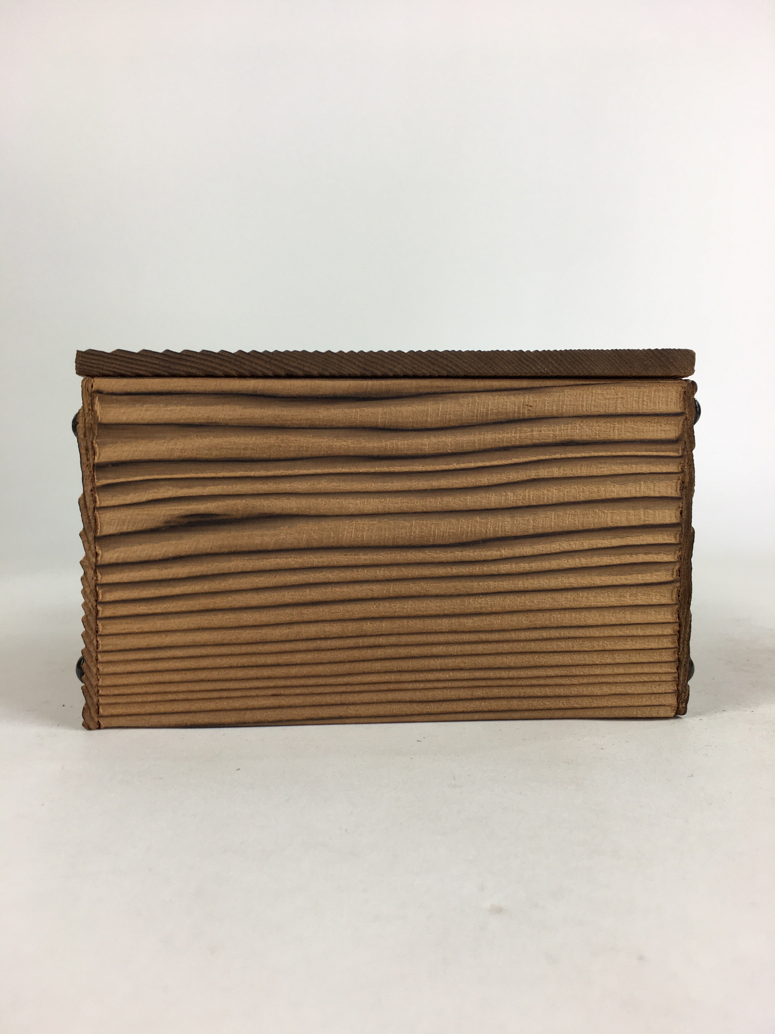 Japanese Wooden Storage Box Vtg Pottery Hako Inside 12.5x12.2x7.1cm WB937
