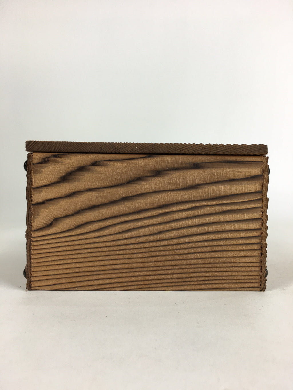 Japanese Wooden Storage Box Vtg Pottery Hako Inside 12.5x12.2x7.1cm WB937