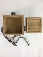 Japanese Wooden Storage Box Vtg Pottery Hako Inside 12.6x12.6x9.5cm WB936