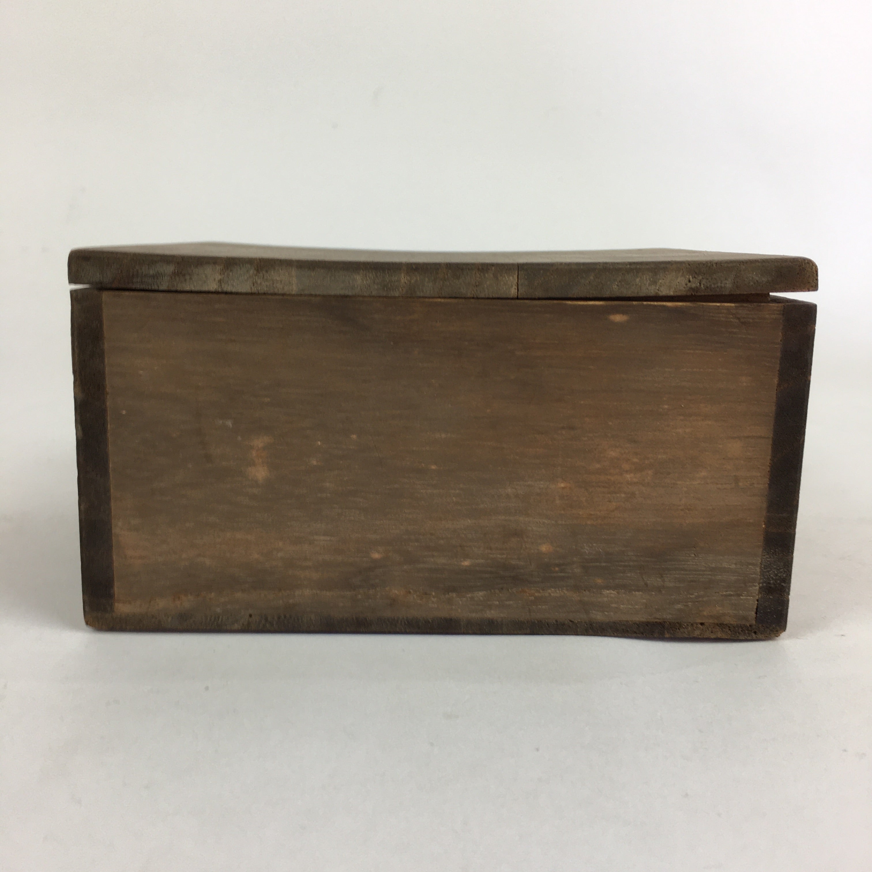 Japanese Wooden Storage Box Vtg Pottery Hako Inside 12x10.5x6 cm WB921