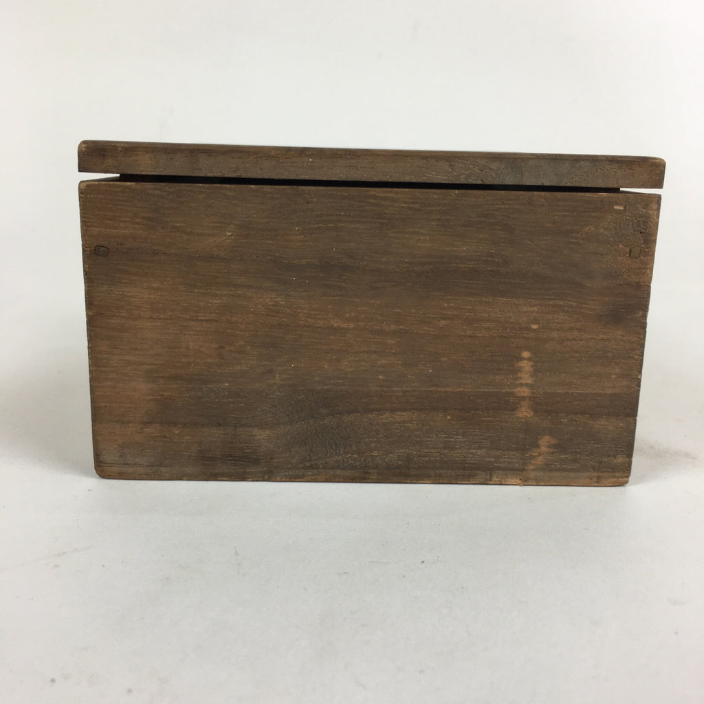 Japanese Wooden Storage Box Vtg Pottery Hako Inside 12x10.5x6 cm WB921