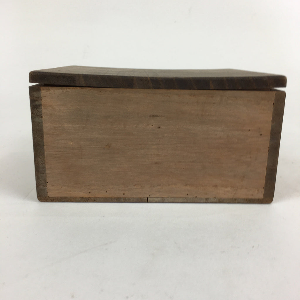 Japanese Wooden Storage Box Vtg Pottery Hako Inside 12x10.5x6 cm WB921