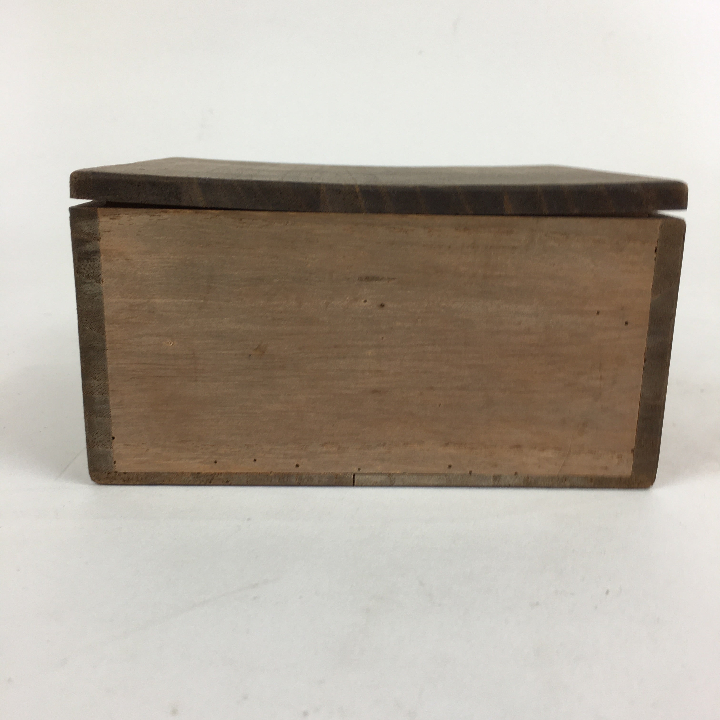 Japanese Wooden Storage Box Vtg Pottery Hako Inside 12x10.5x6 cm WB921