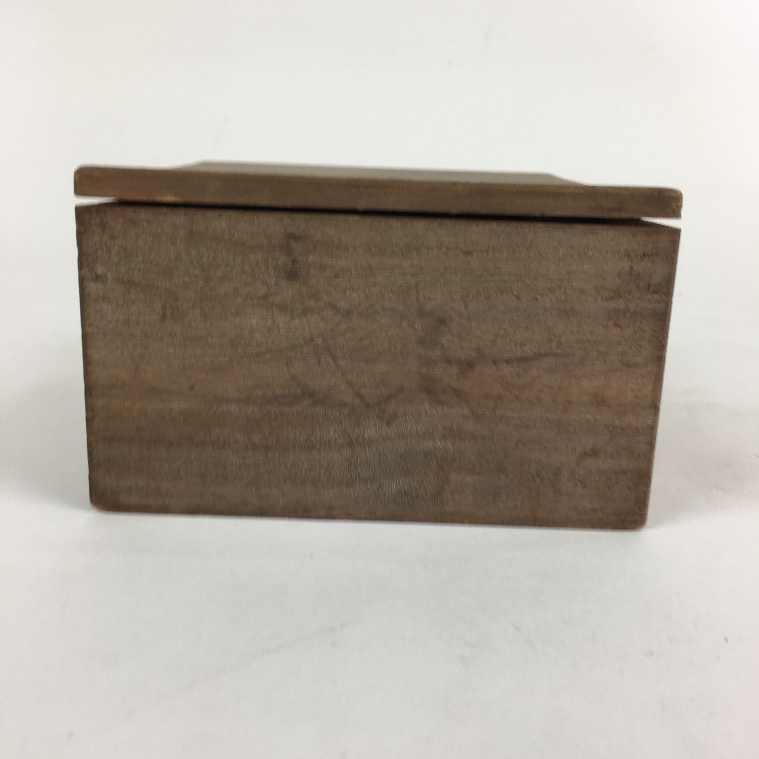 Japanese Wooden Storage Box Vtg Pottery Hako Inside 12x10.5x6 cm WB921