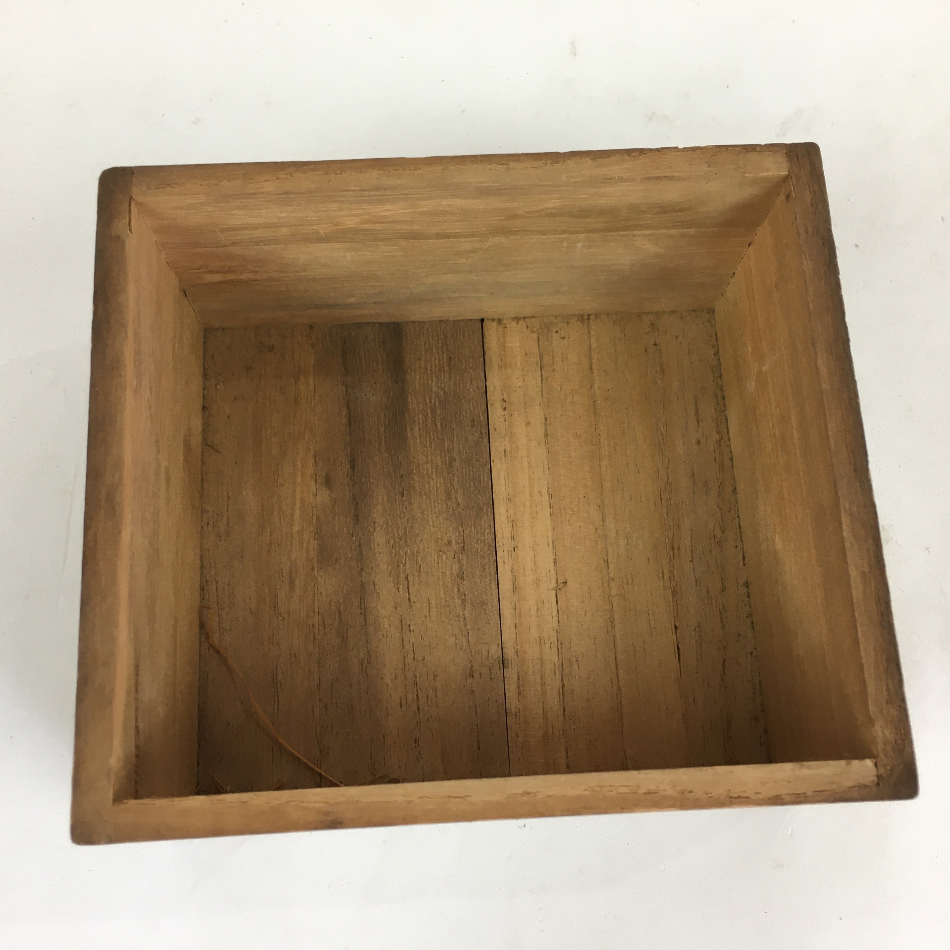 Japanese Wooden Storage Box Vtg Pottery Hako Inside 12x10.5x6 cm WB921