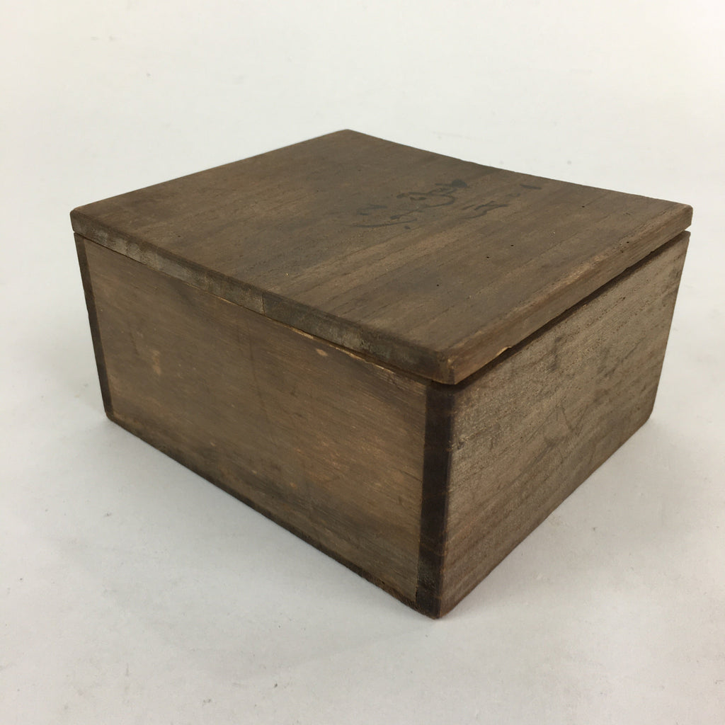 Japanese Wooden Storage Box Vtg Pottery Hako Inside 12x10.5x6 cm WB921