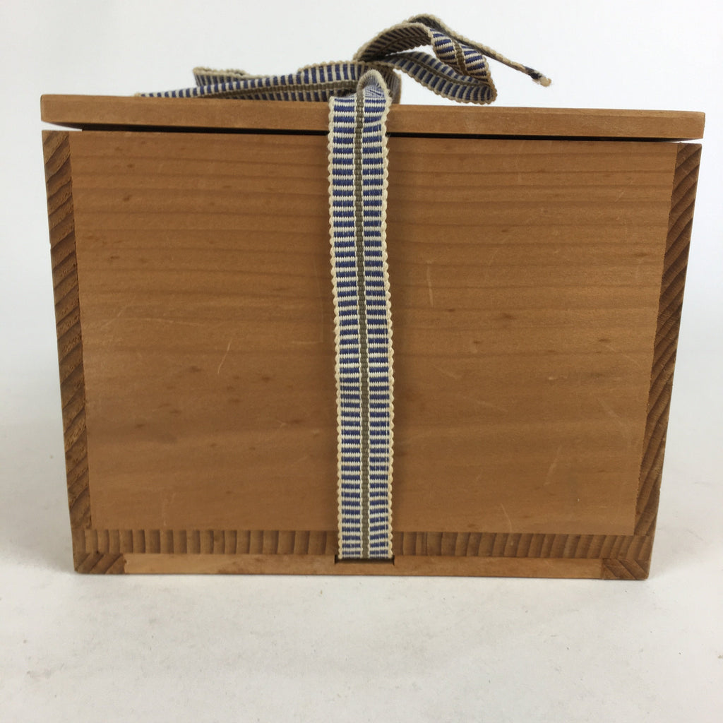 Japanese Wooden Storage Box Vtg Pottery Hako Inside 13.2x13.4x9.4cm WB851