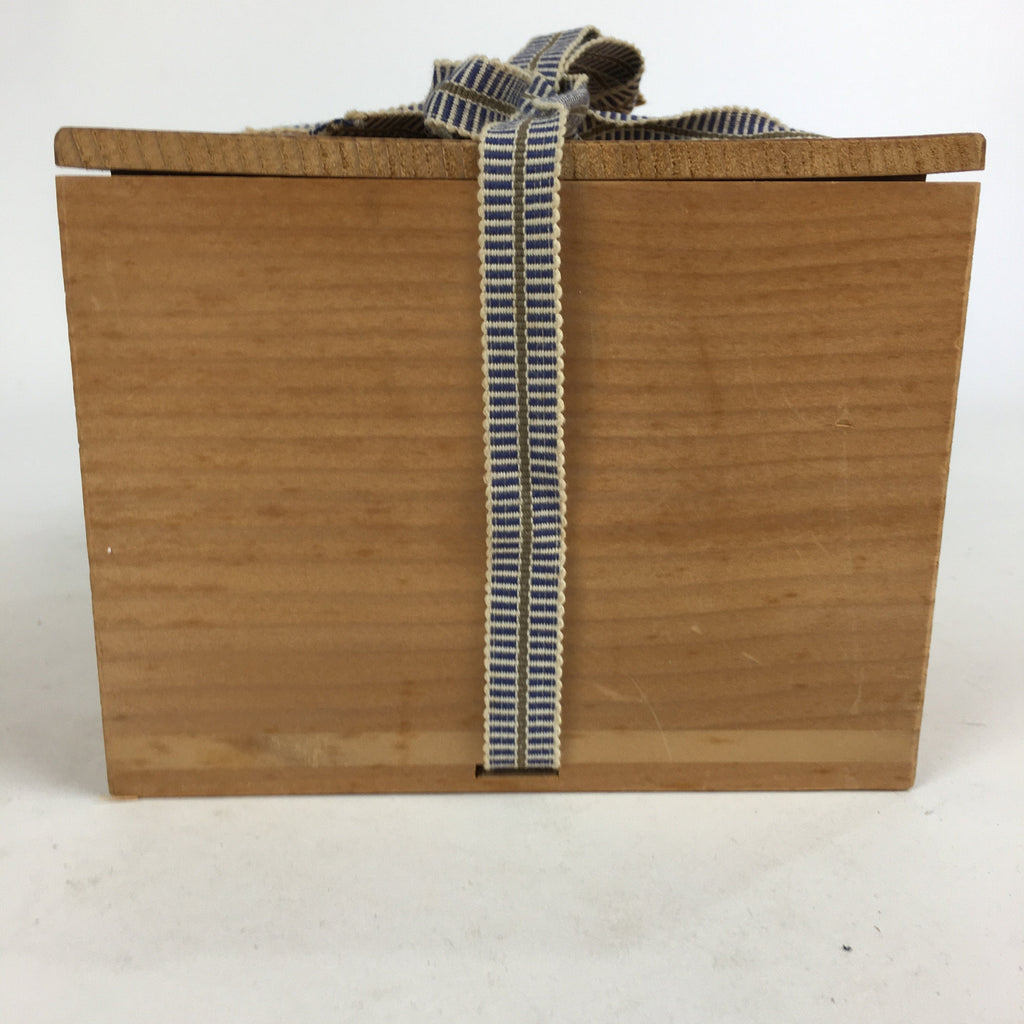 Japanese Wooden Storage Box Vtg Pottery Hako Inside 13.2x13.4x9.4cm WB851