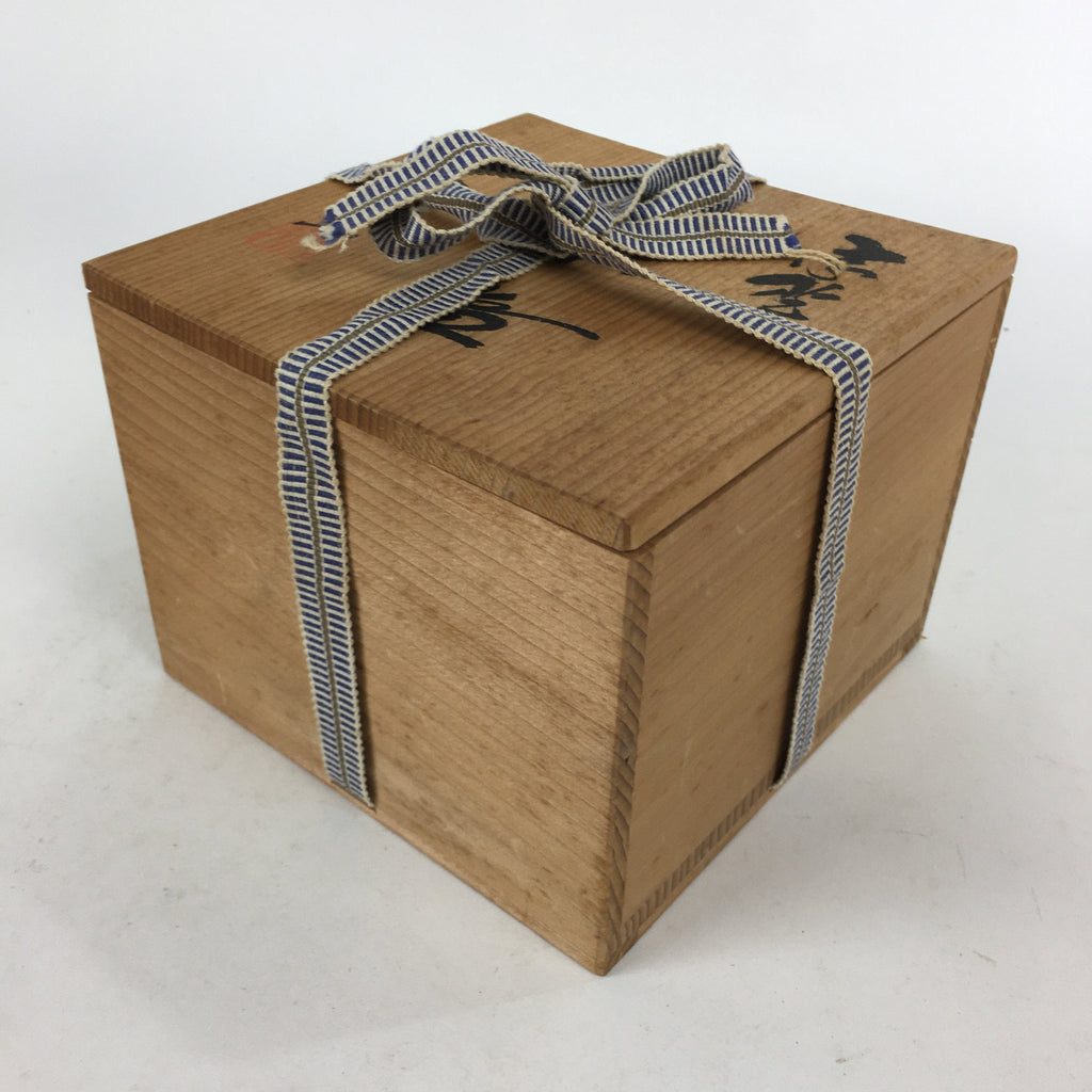 Japanese Wooden Storage Box Vtg Pottery Hako Inside 13.2x13.4x9.4cm WB851