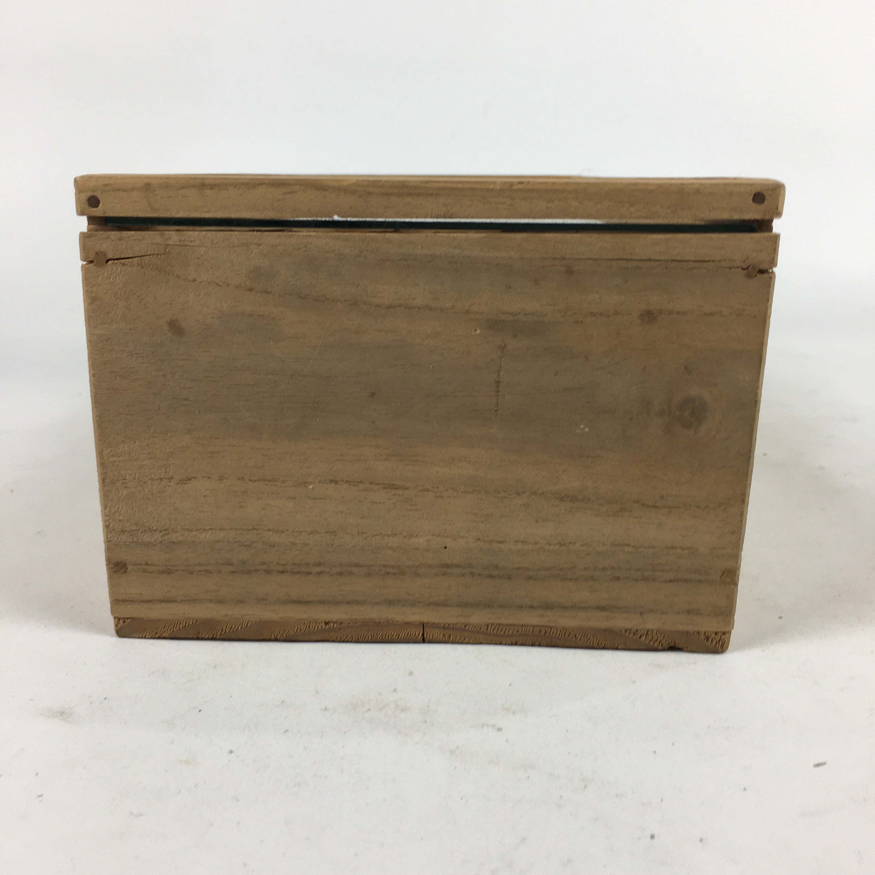 Japanese Wooden Storage Box Vtg Pottery Hako Inside 13.7x10x38 cm WB919