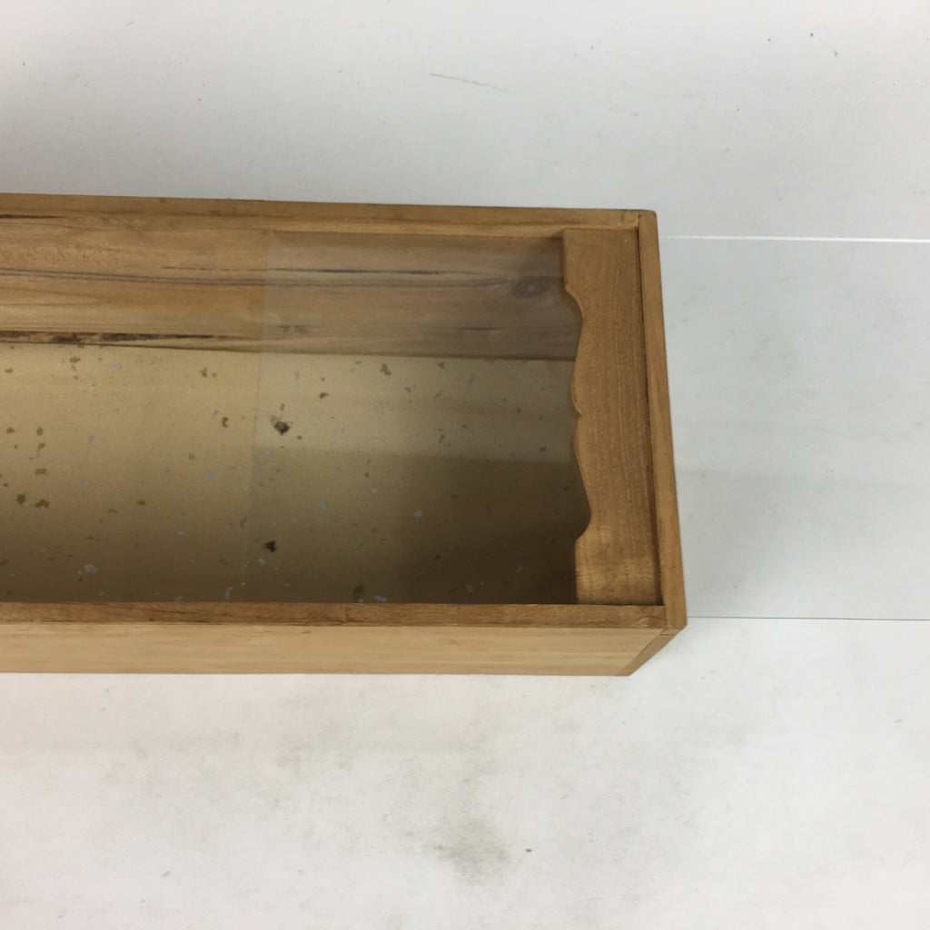 Japanese Wooden Storage Box Vtg Pottery Hako Inside 13.7x10x38 cm WB919