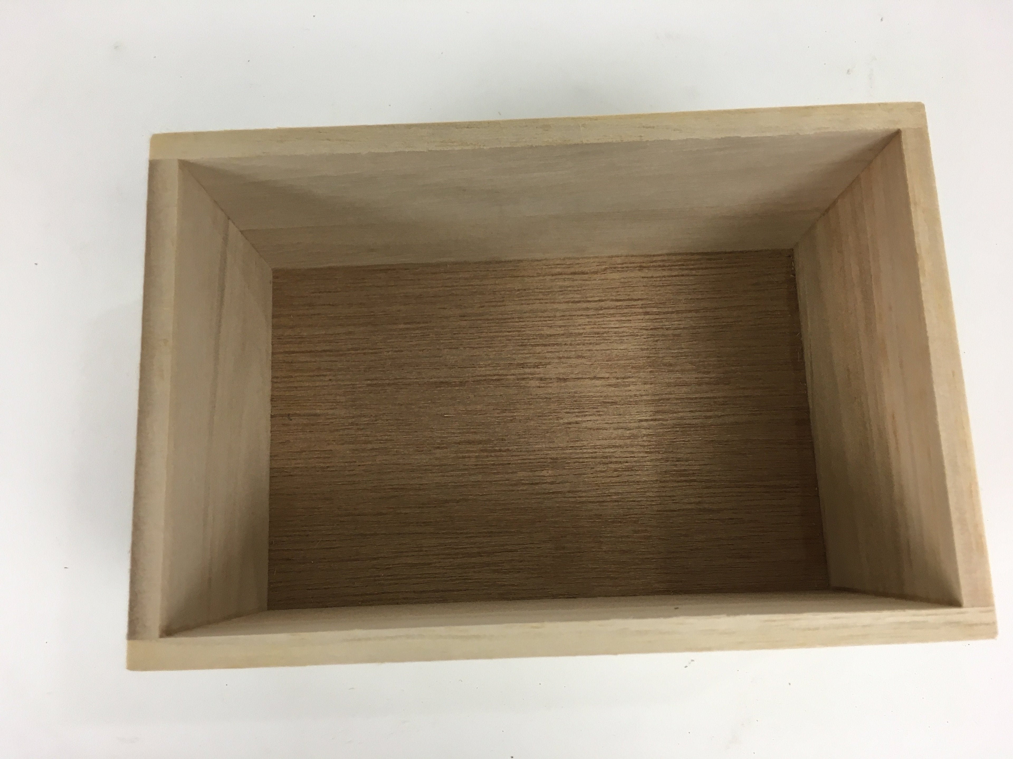 Japanese Wooden Storage Box Vtg Pottery Hako Inside 14.6x9.5x7.4cm WB861