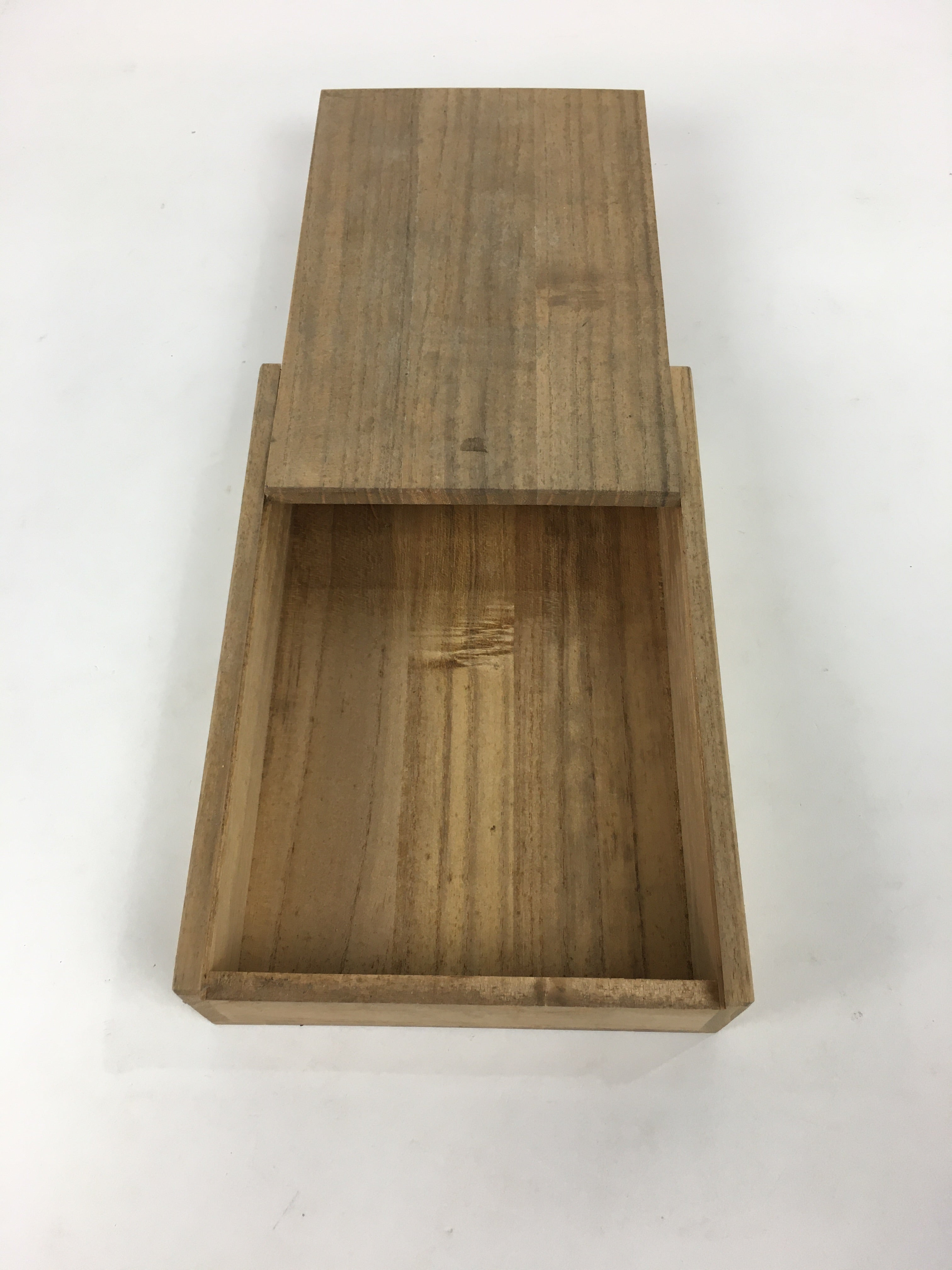 Japanese Wooden Storage Box Vtg Pottery Hako Inside 14x21x3.5cm WB909