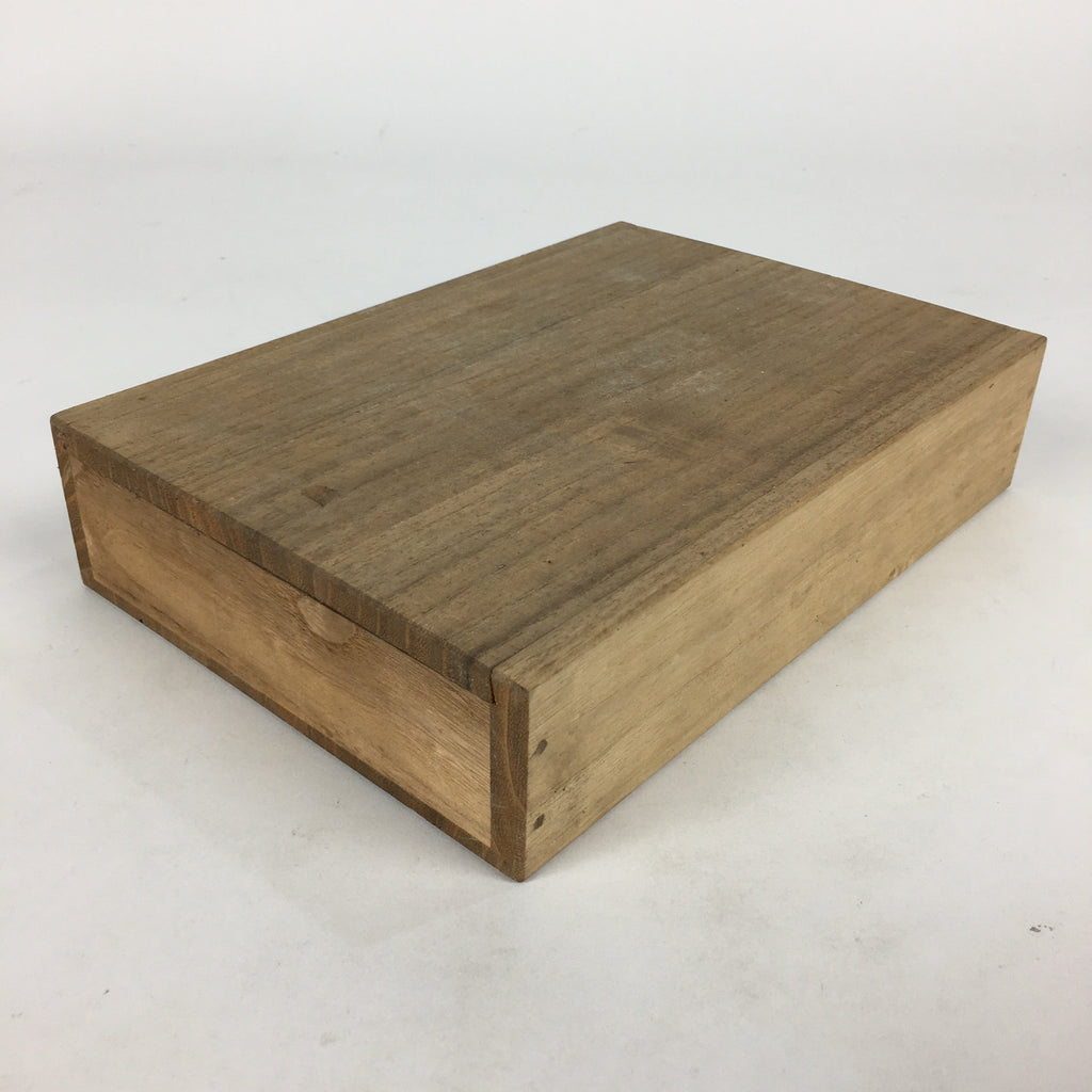 Japanese Wooden Storage Box Vtg Pottery Hako Inside 14x21x3.5cm WB909