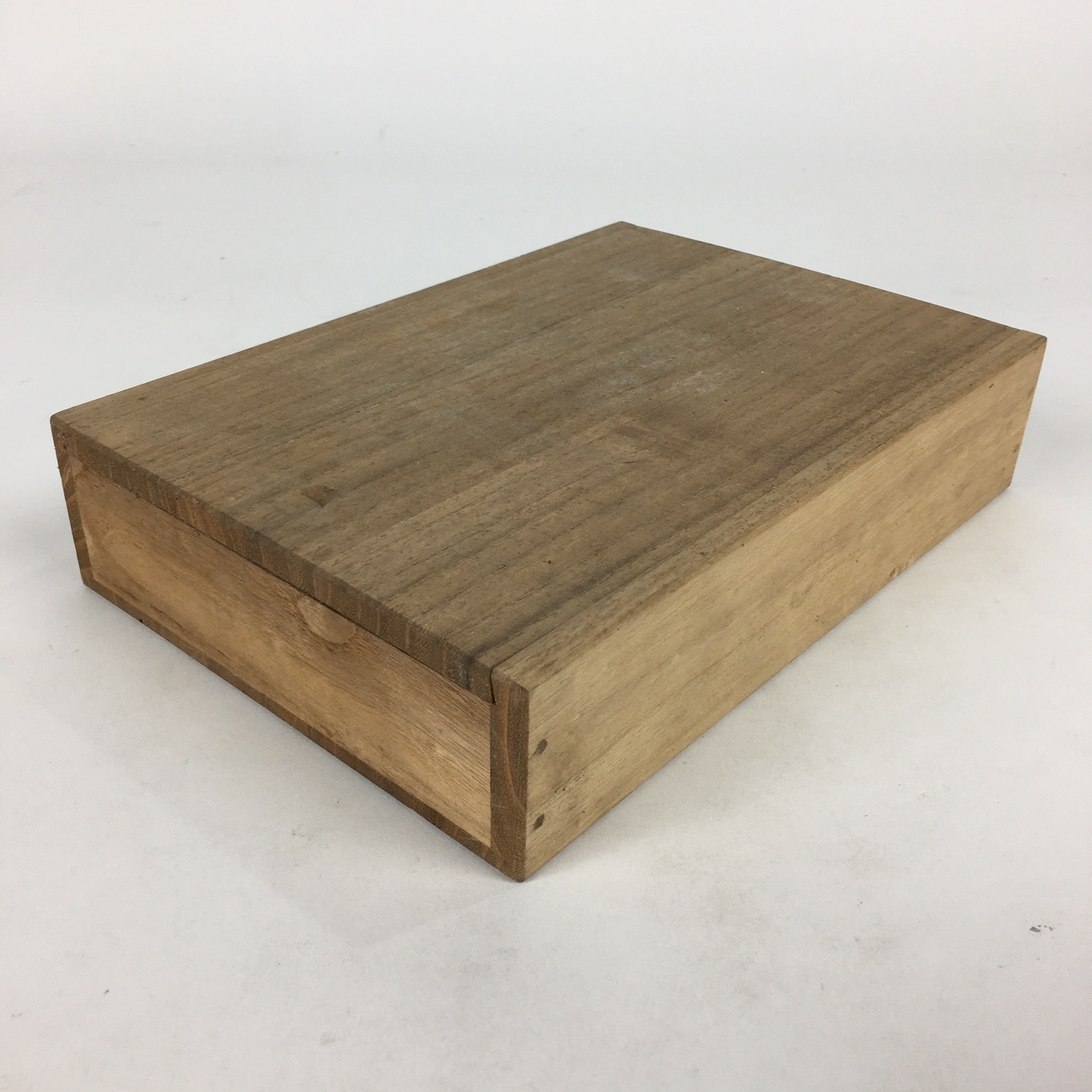 Japanese Wooden Storage Box Vtg Pottery Hako Inside 14x21x3.5cm WB909