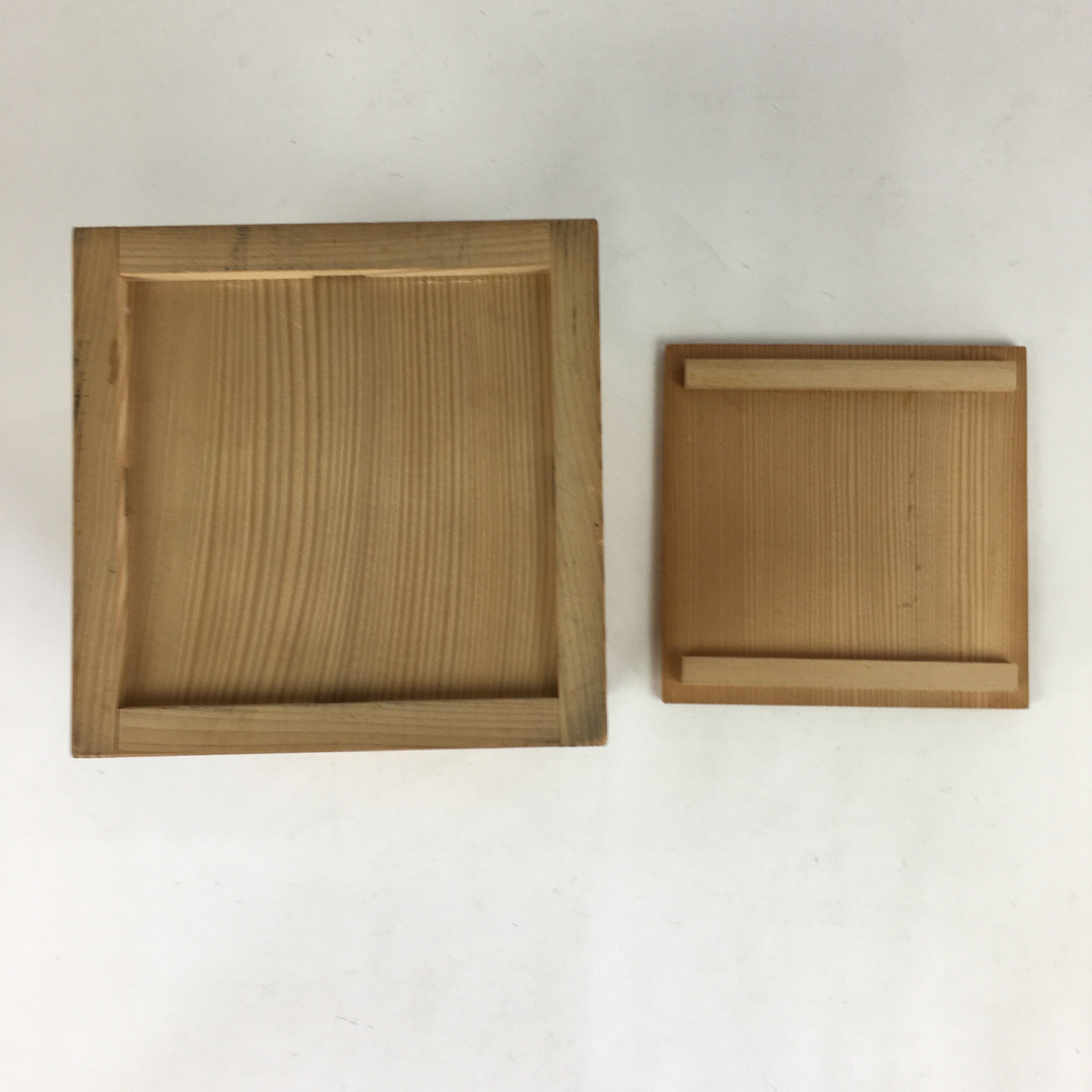 Japanese Wooden Storage Box Vtg Pottery Hako Inside 15.0x15.0x18.2.0cm WB945