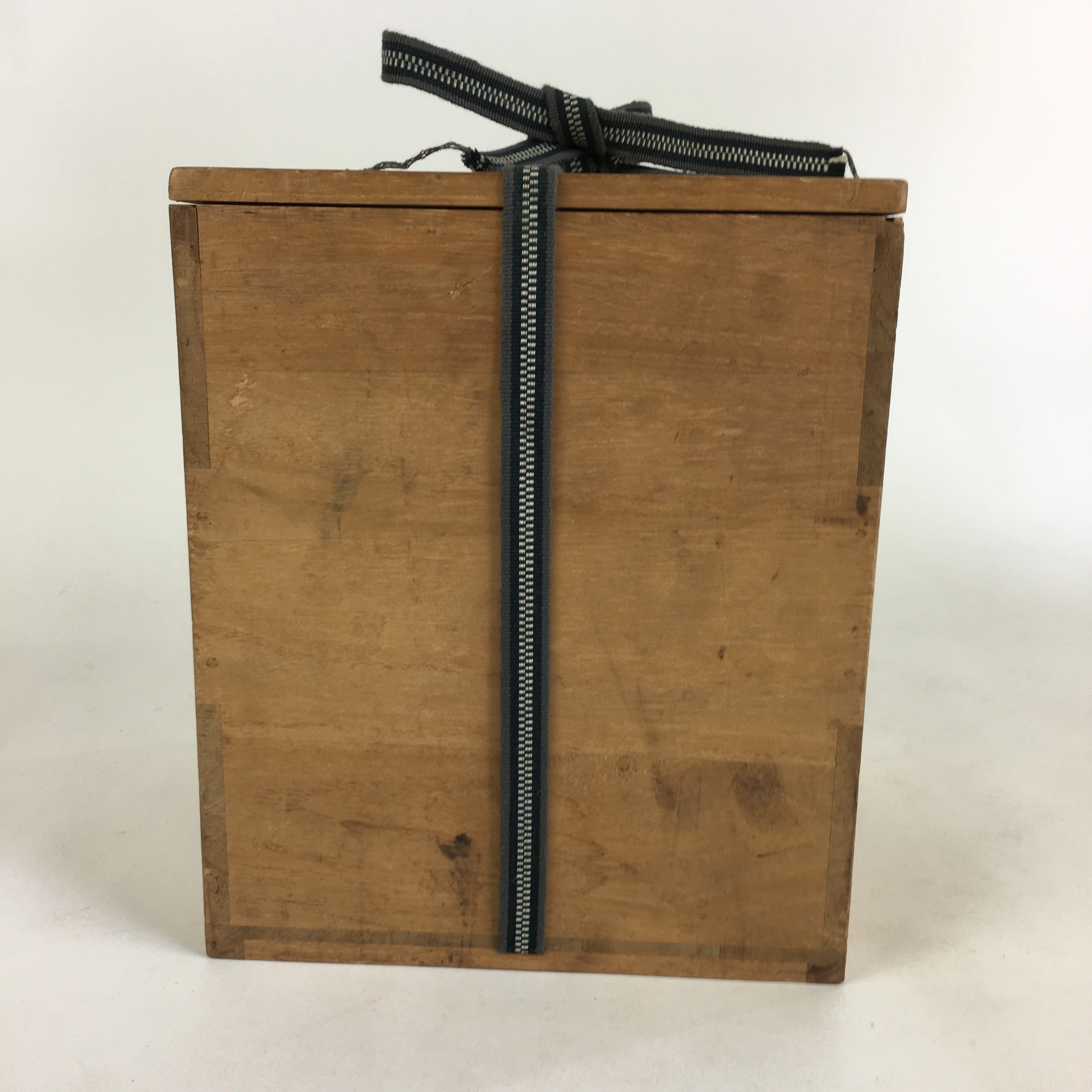 Japanese Wooden Storage Box Vtg Pottery Hako Inside 17.5x17.5x20.7cm WB925