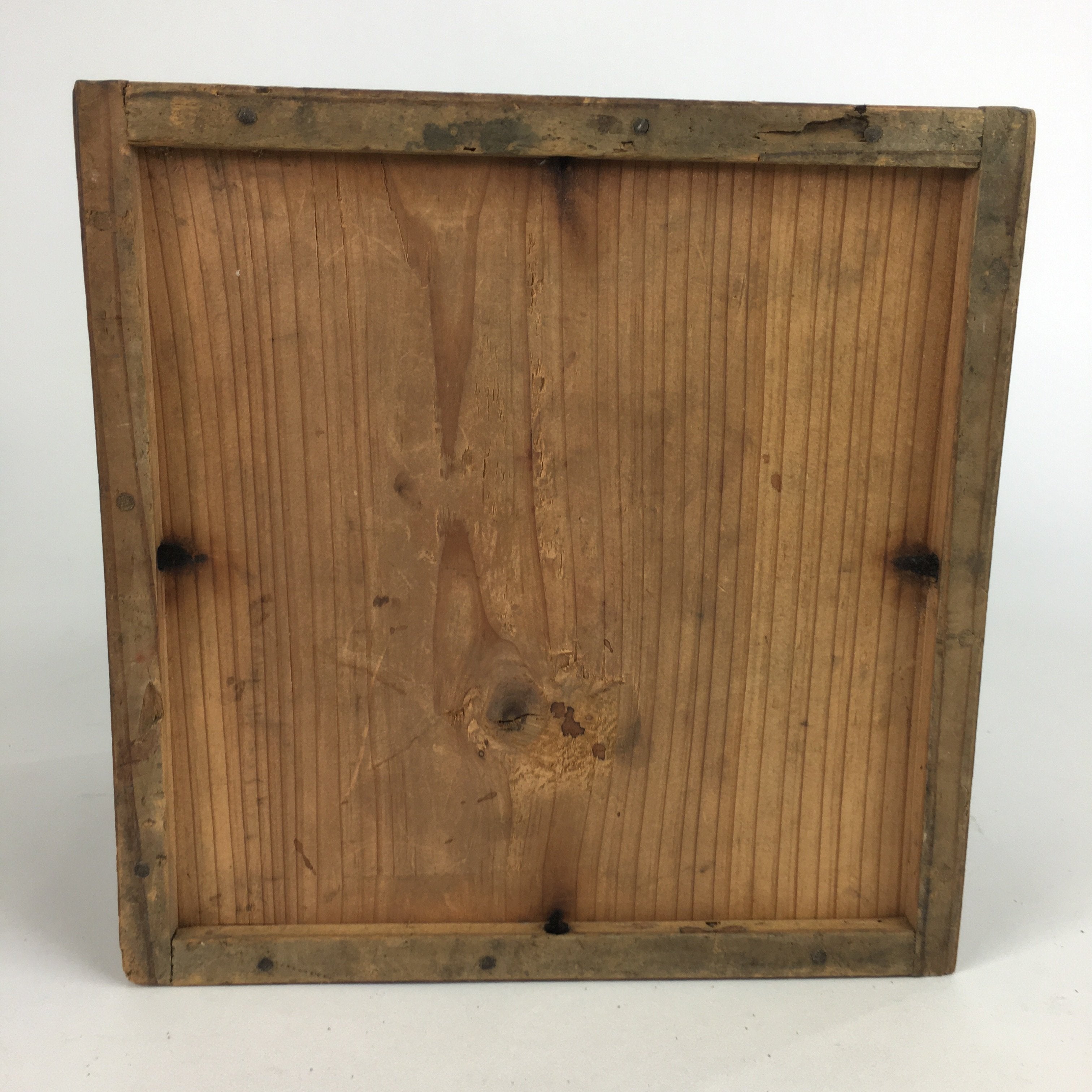 Japanese Wooden Storage Box Vtg Pottery Hako Inside 19x18.6x15cm WB797