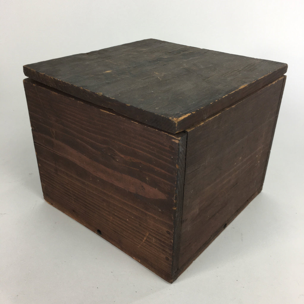 Japanese Wooden Storage Box Vtg Pottery Hako Inside 19x18.6x15cm