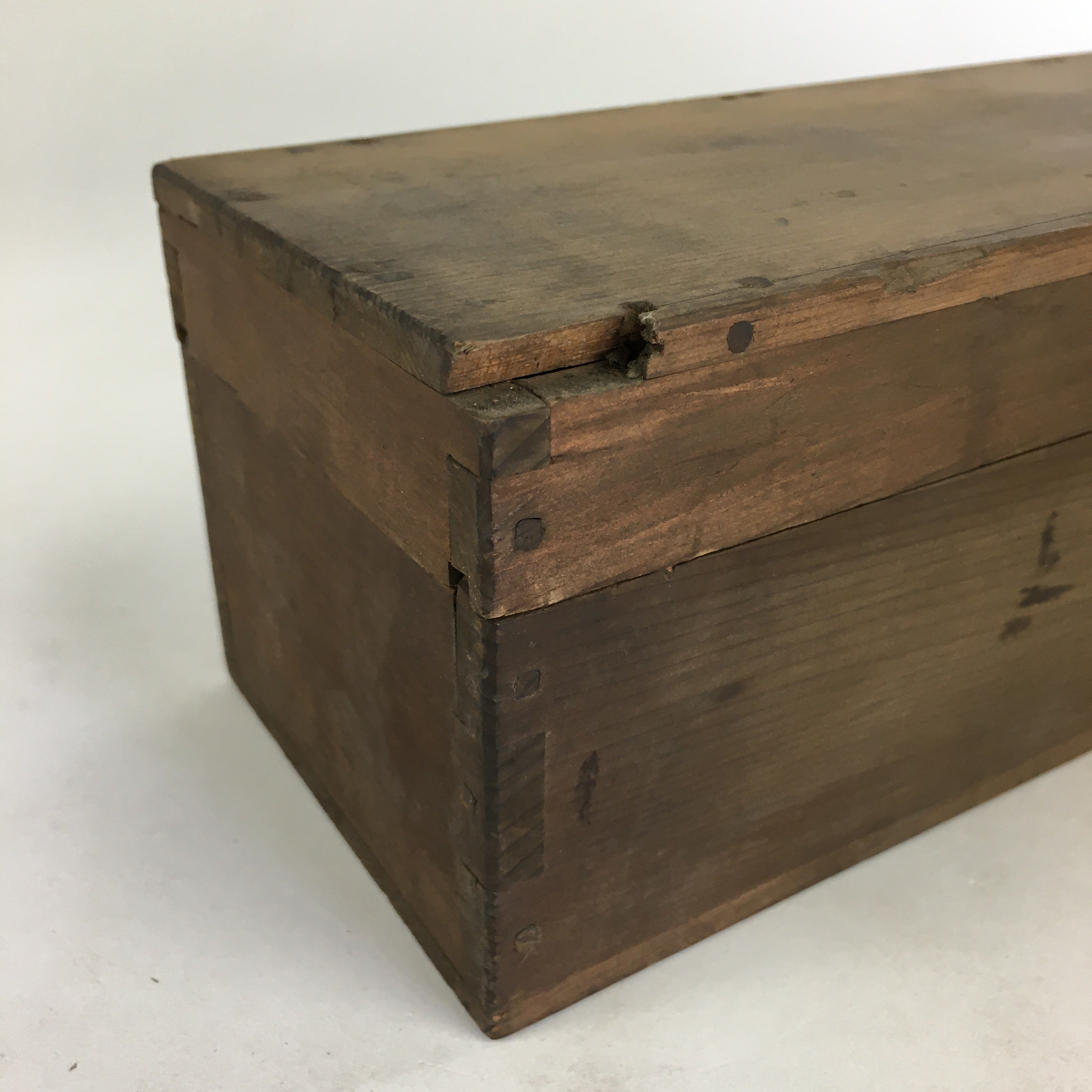 Japanese Wooden Storage Box Vtg Pottery Hako Inside 28.0x8.0x6.0cm WB944