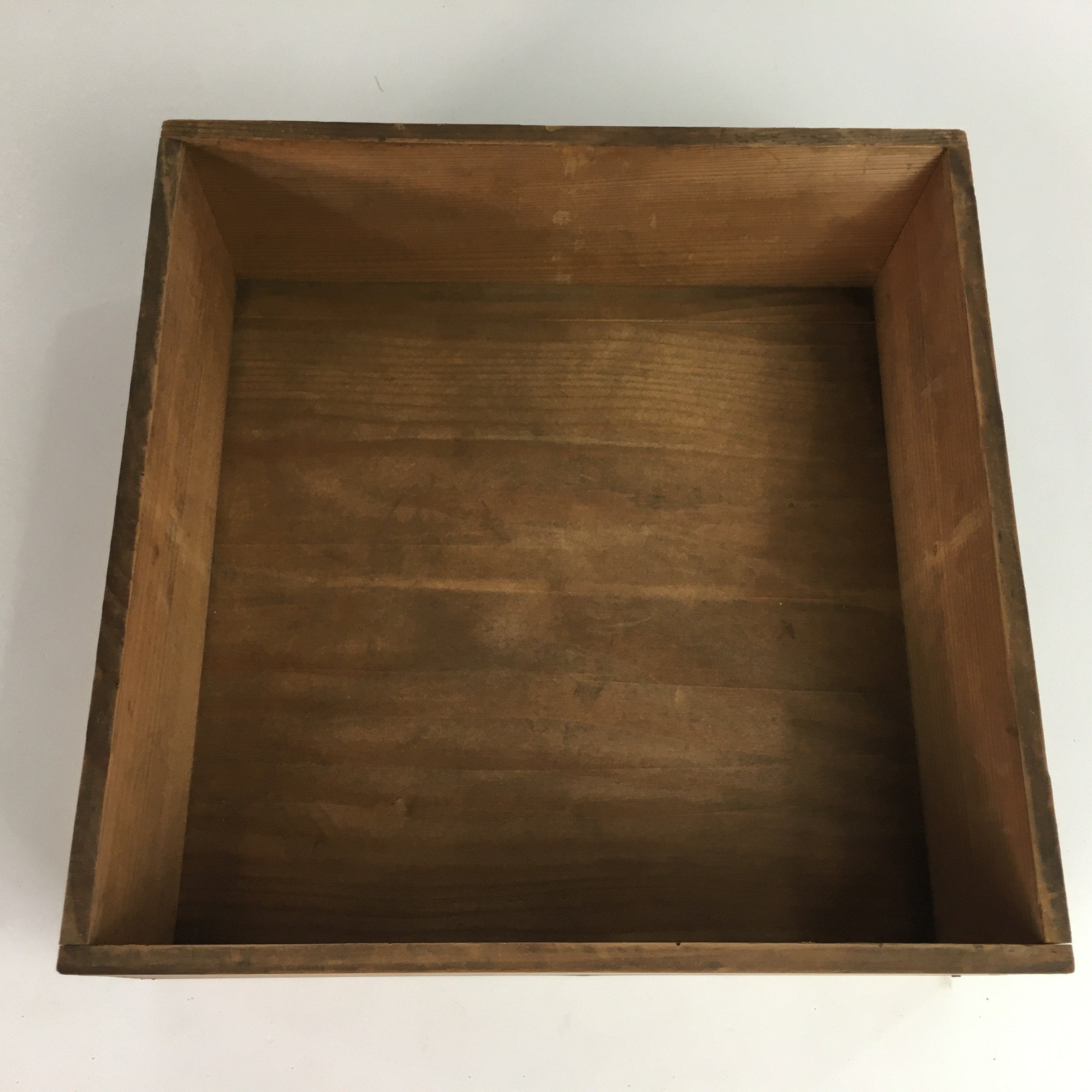 Japanese Wooden Storage Box Vtg Pottery Hako Inside 29.7x29.7x10.5cm WB798