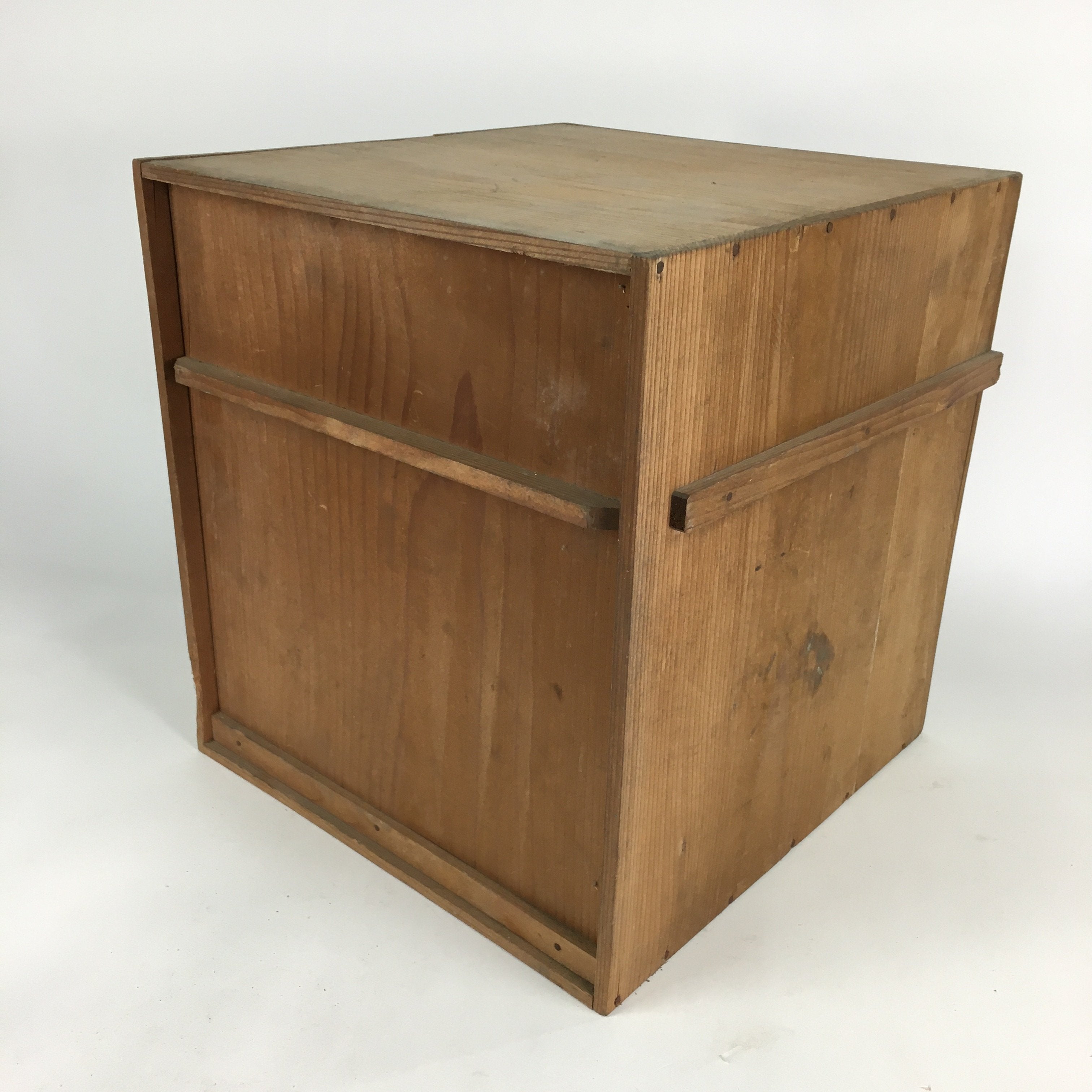 Japanese Wooden Storage Box Vtg Pottery Hako Inside 35x35x38cm WB867