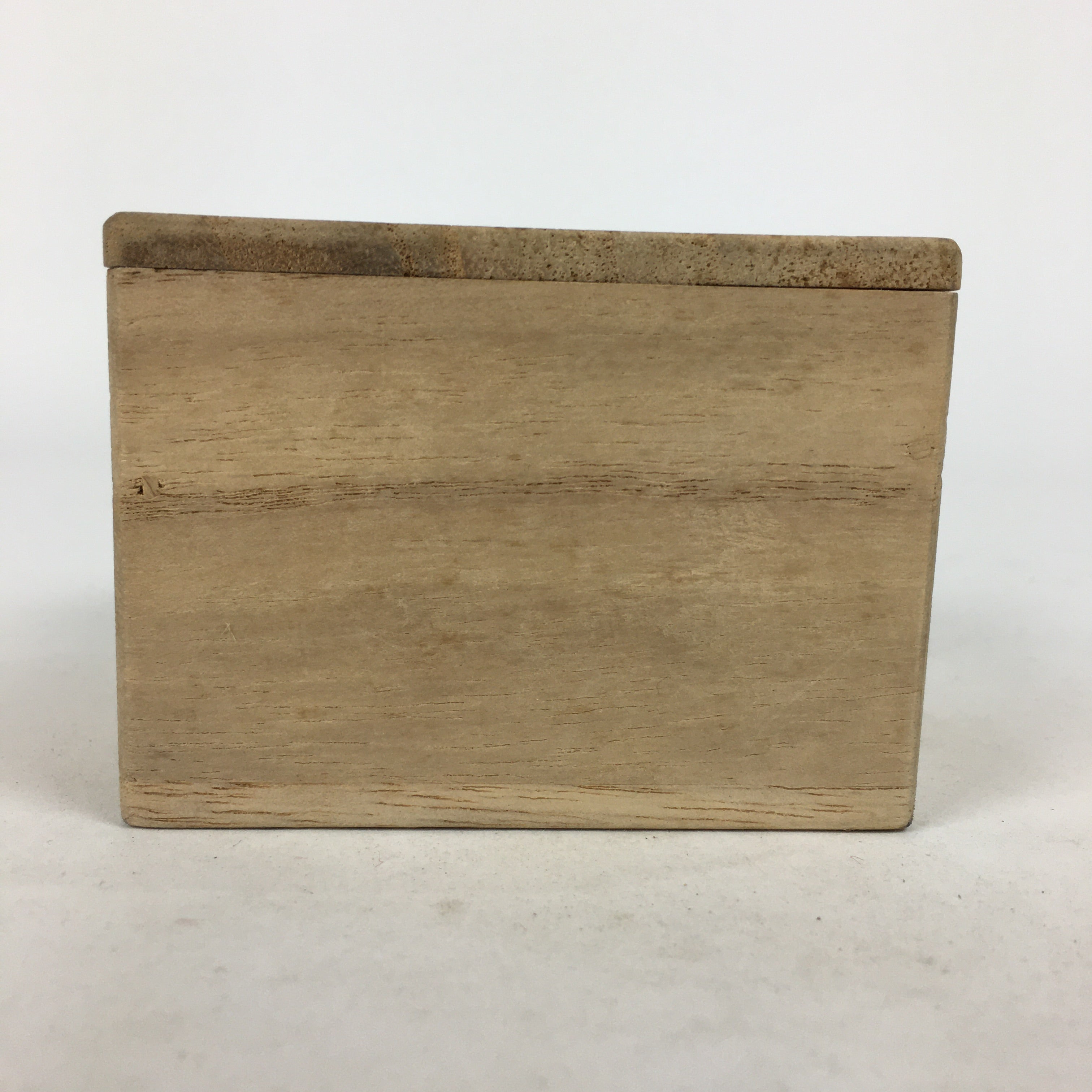 Japanese Wooden Storage Box Vtg Pottery Hako Inside 6.9x6.9x4.8cm WB894