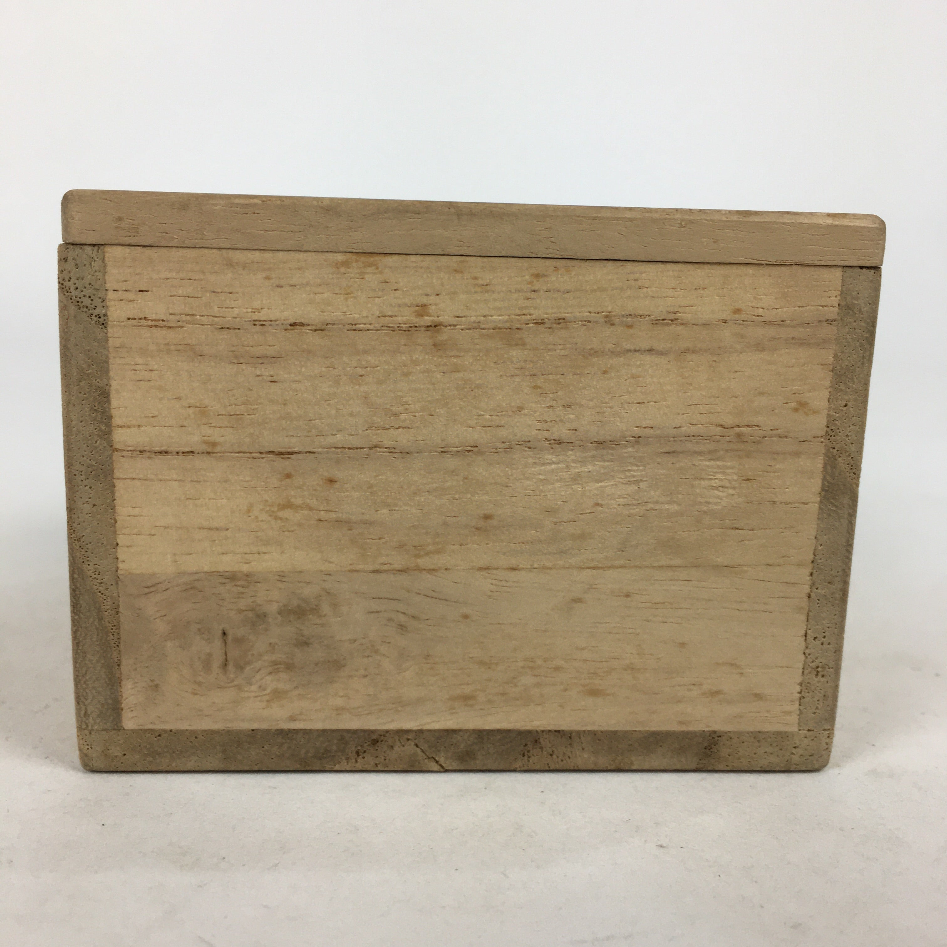 Japanese Wooden Storage Box Vtg Pottery Hako Inside 6.9x6.9x4.8cm WB894