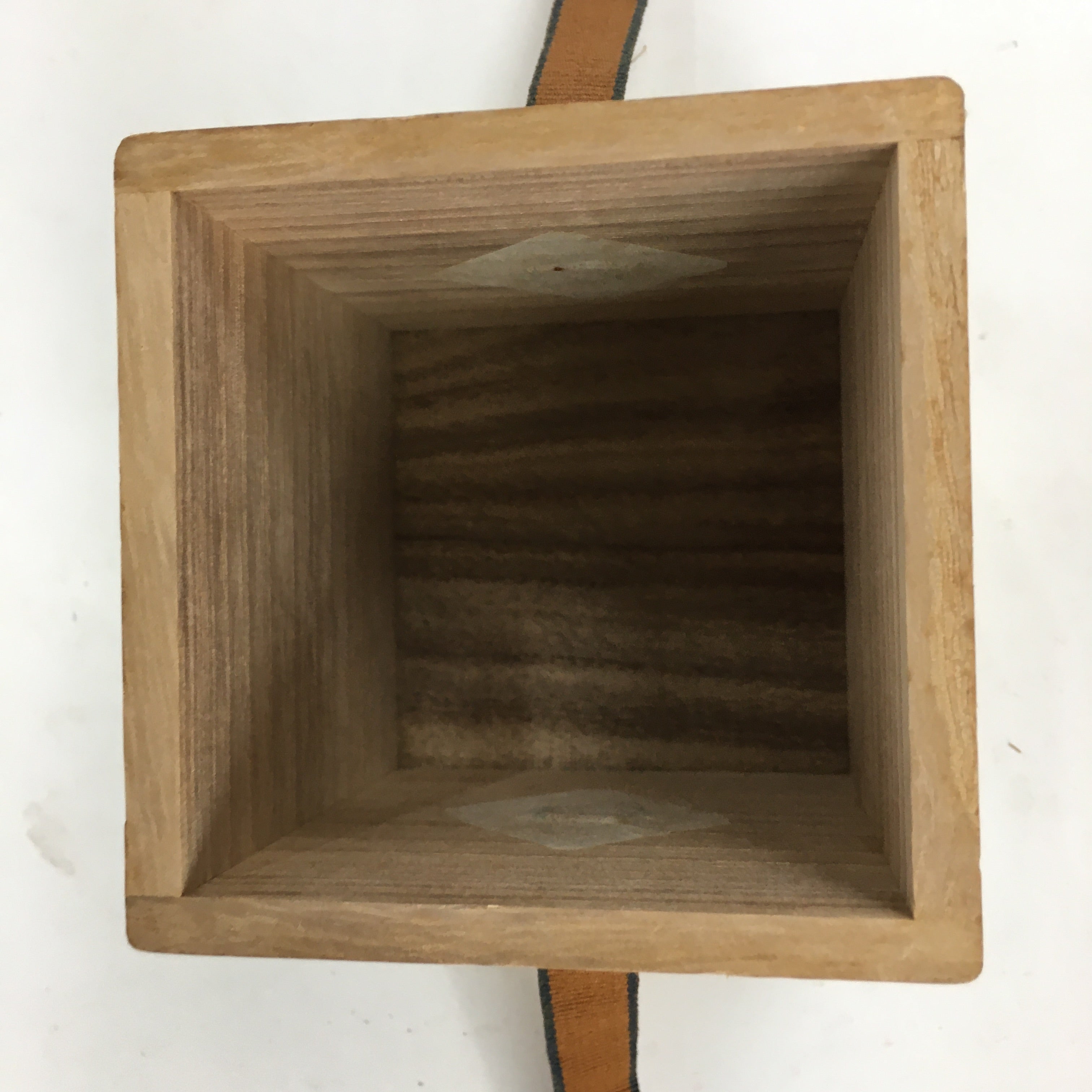 Japanese Wooden Storage Box Vtg Pottery Hako Inside 7.1x7.1x8cm WB892