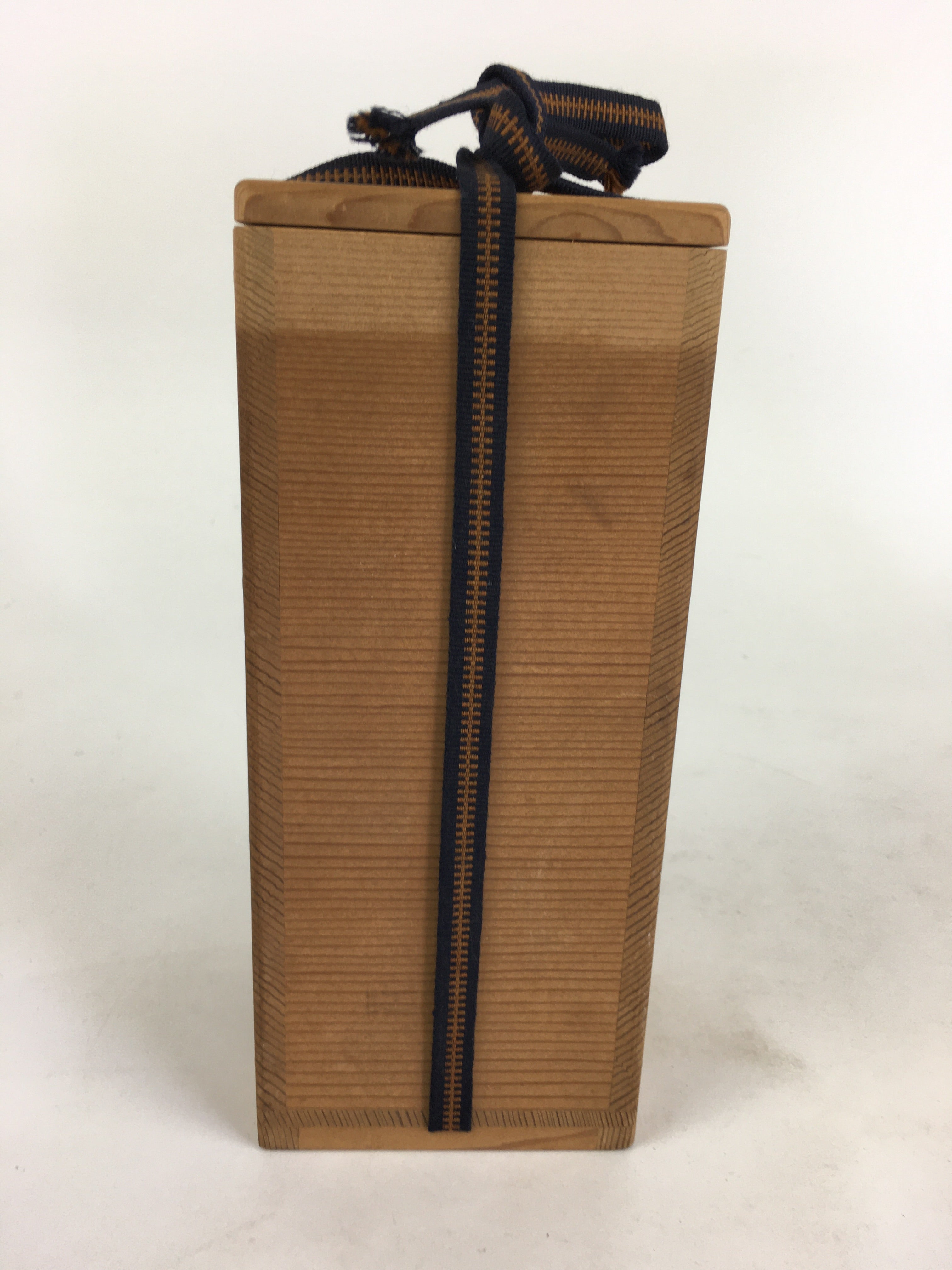 Japanese Wooden Storage Box Vtg Pottery Hako Inside 7.3x7.4x19.2cm WB926