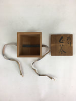 Japanese Wooden Storage Box Vtg Pottery Hako Inside 7.5x7.5x6.8cm WB929