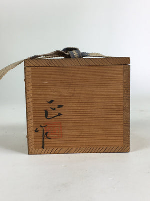 Japanese Wooden Storage Box Vtg Pottery Hako Inside 7.5x7.5x6.8cm WB929