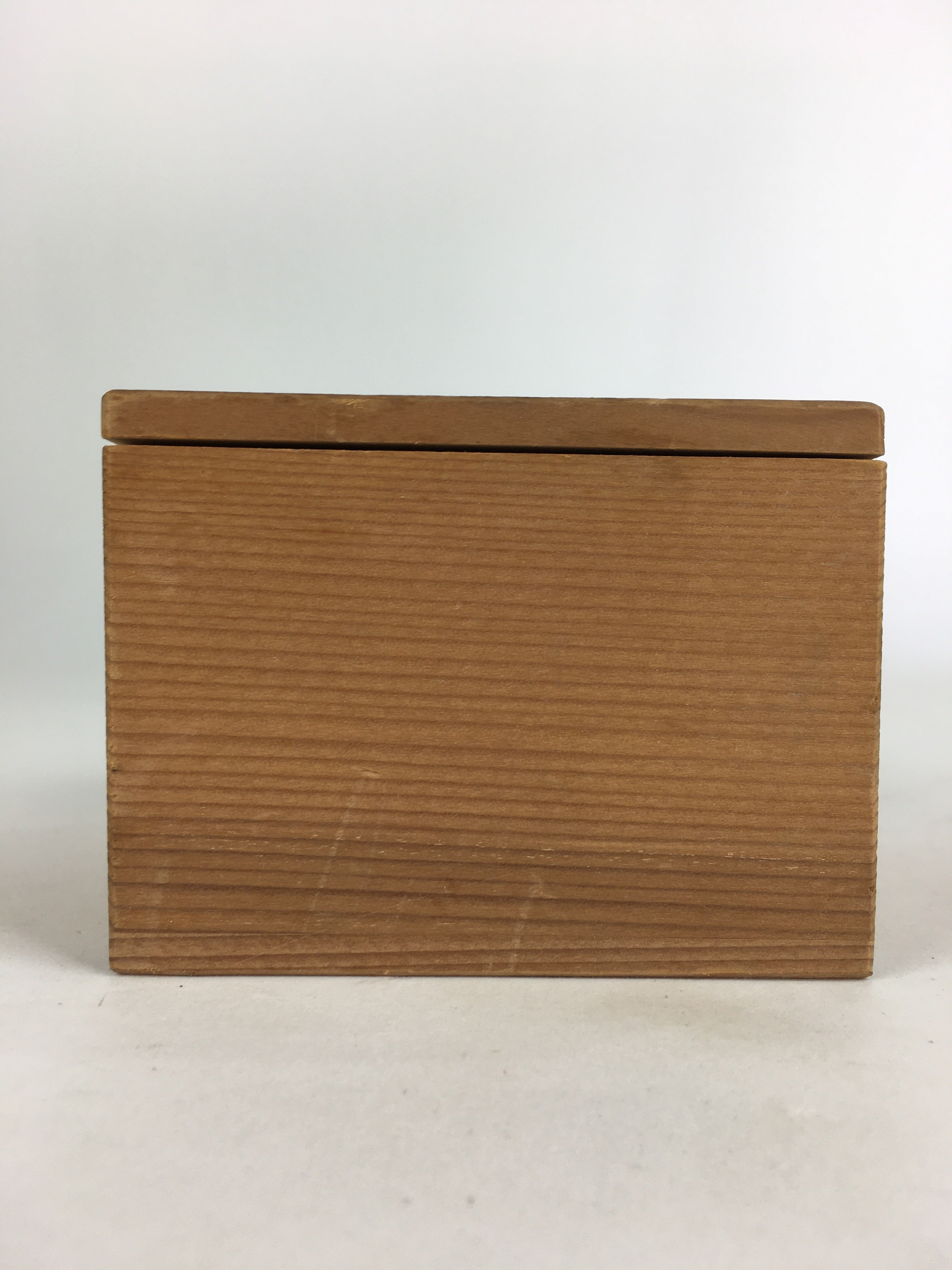 Japanese Wooden Storage Box Vtg Pottery Hako Inside 8.0x8.0x5.8cm WB930