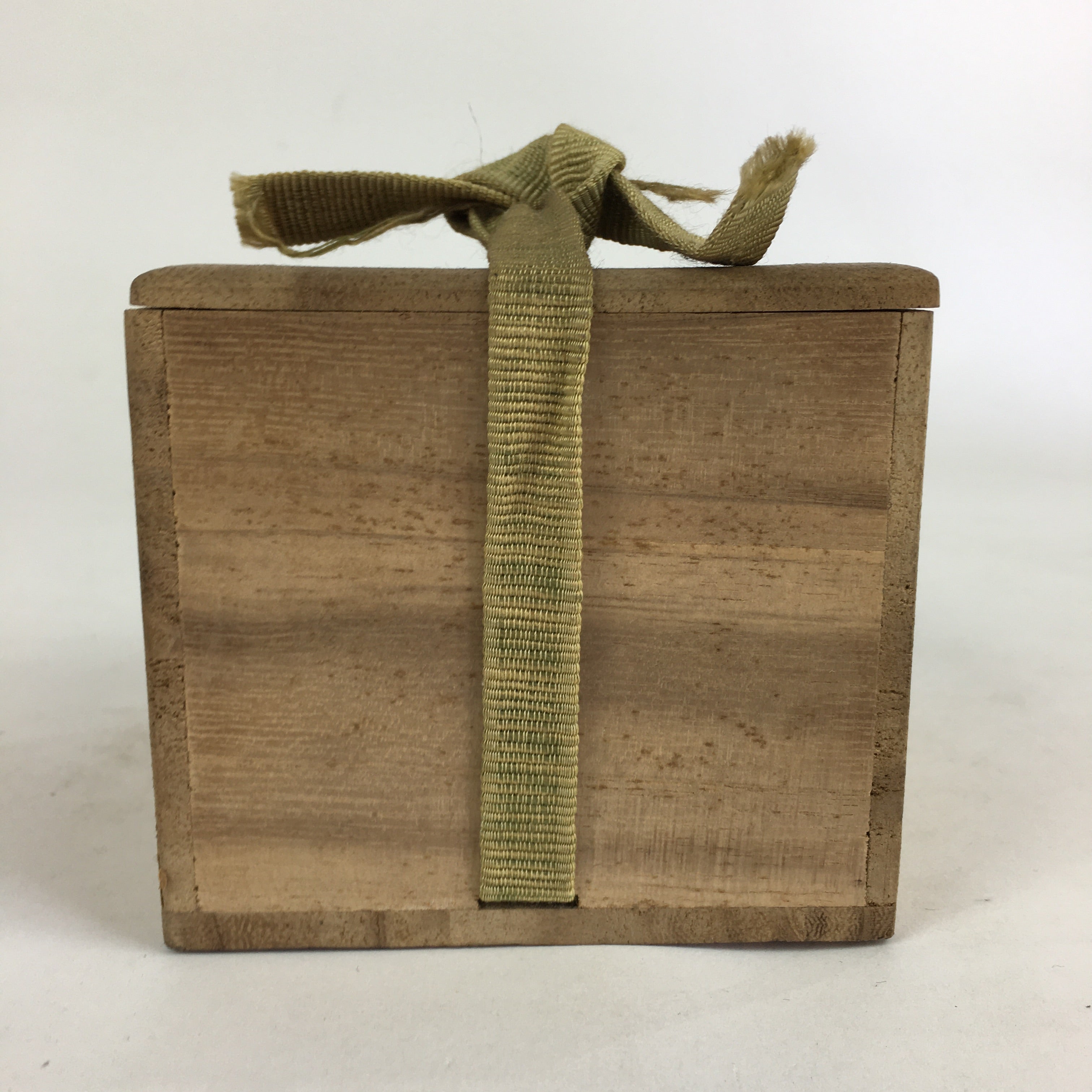 Japanese Wooden Storage Box Vtg Pottery Hako Inside 8.4x8.4x7.5cm WB922