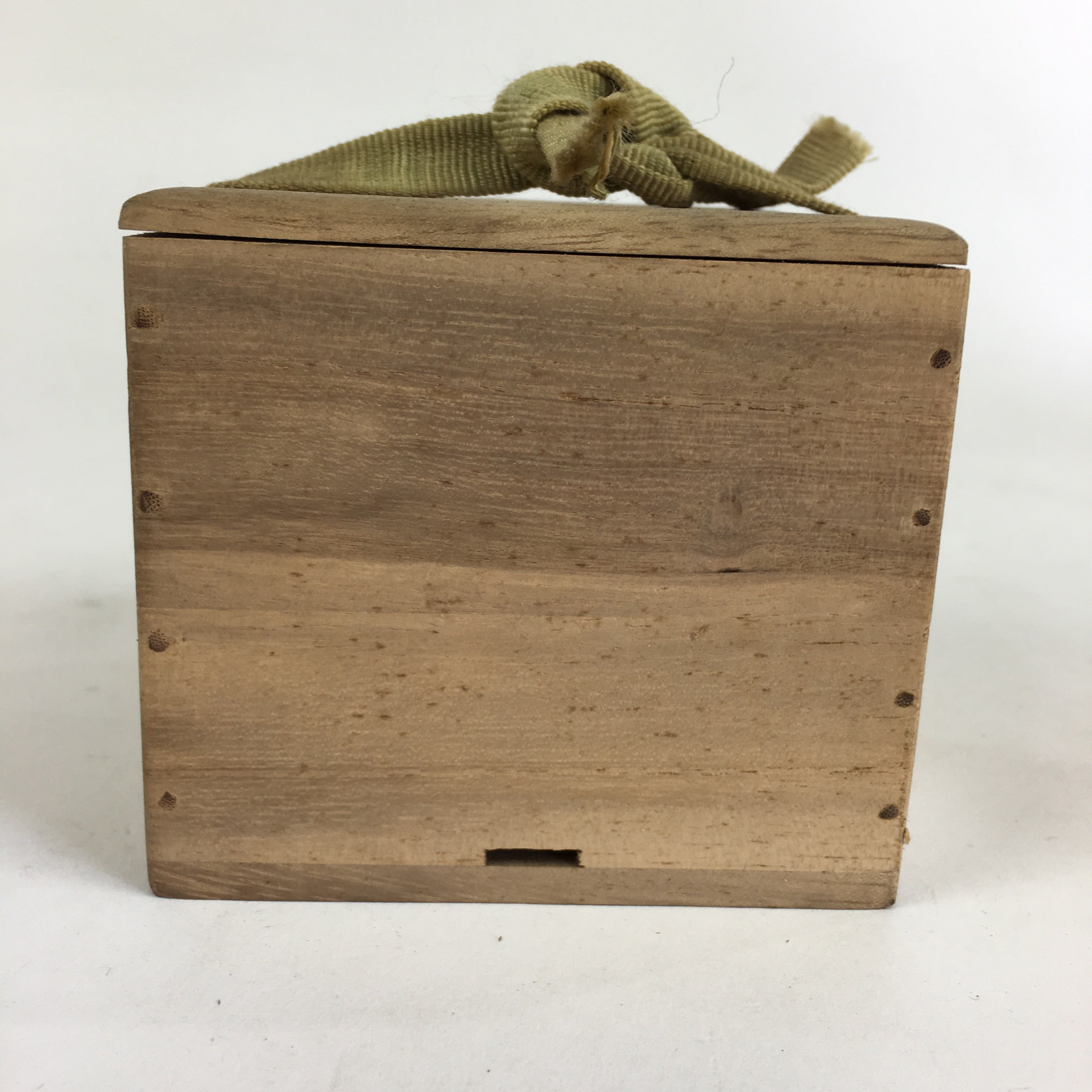 Japanese Wooden Storage Box Vtg Pottery Hako Inside 8.4x8.4x7.5cm WB922