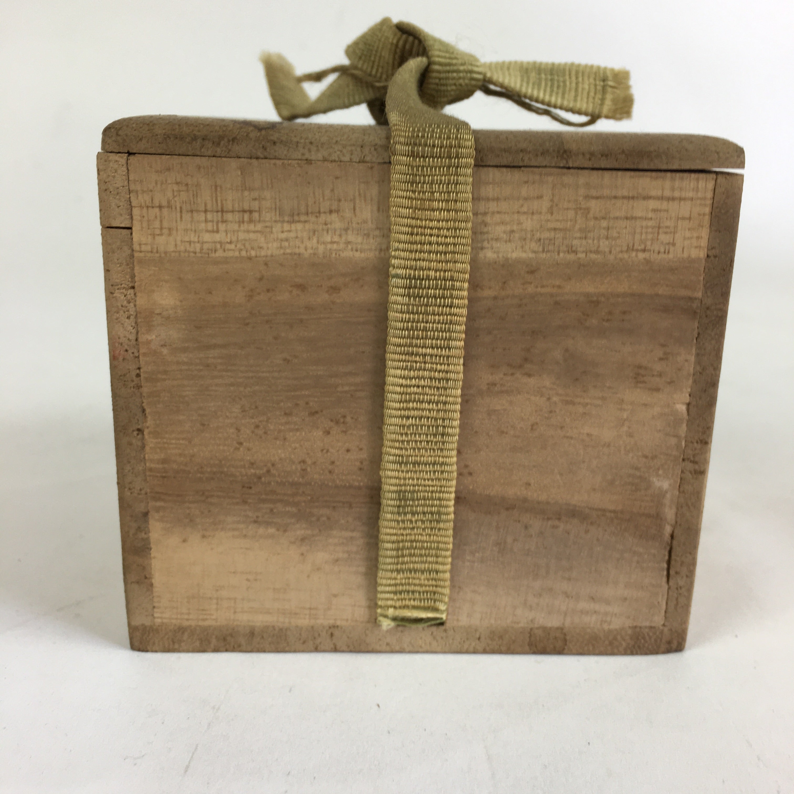 Japanese Wooden Storage Box Vtg Pottery Hako Inside 8.4x8.4x7.5cm WB922