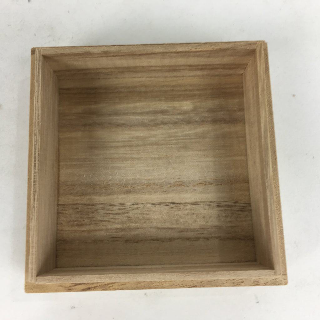 Japanese Wooden Storage Box Vtg Pottery Hako Inside 8x8x2.5cm WB884