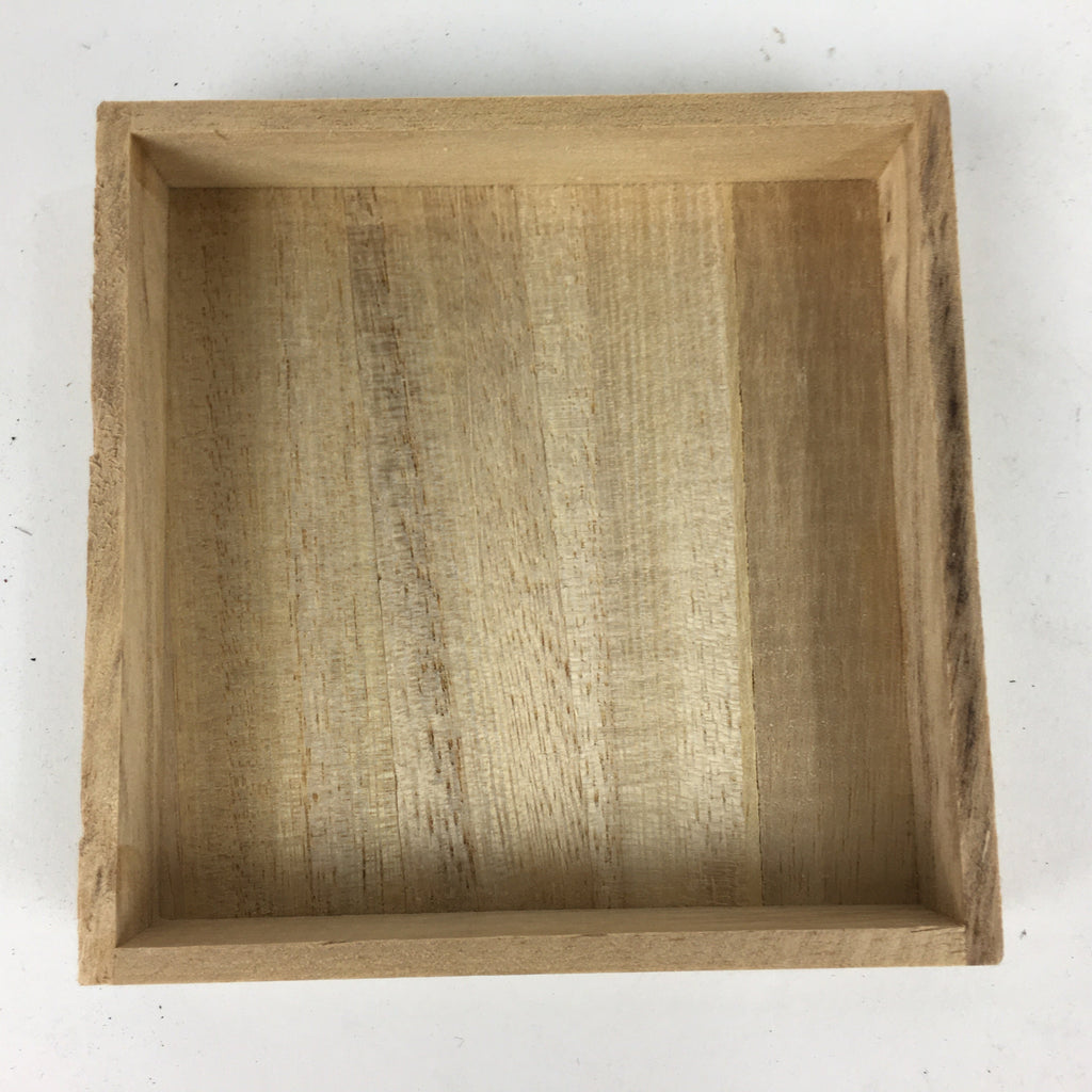 Japanese Wooden Storage Box Vtg Pottery Hako Inside 8x8x2.5cm WB884