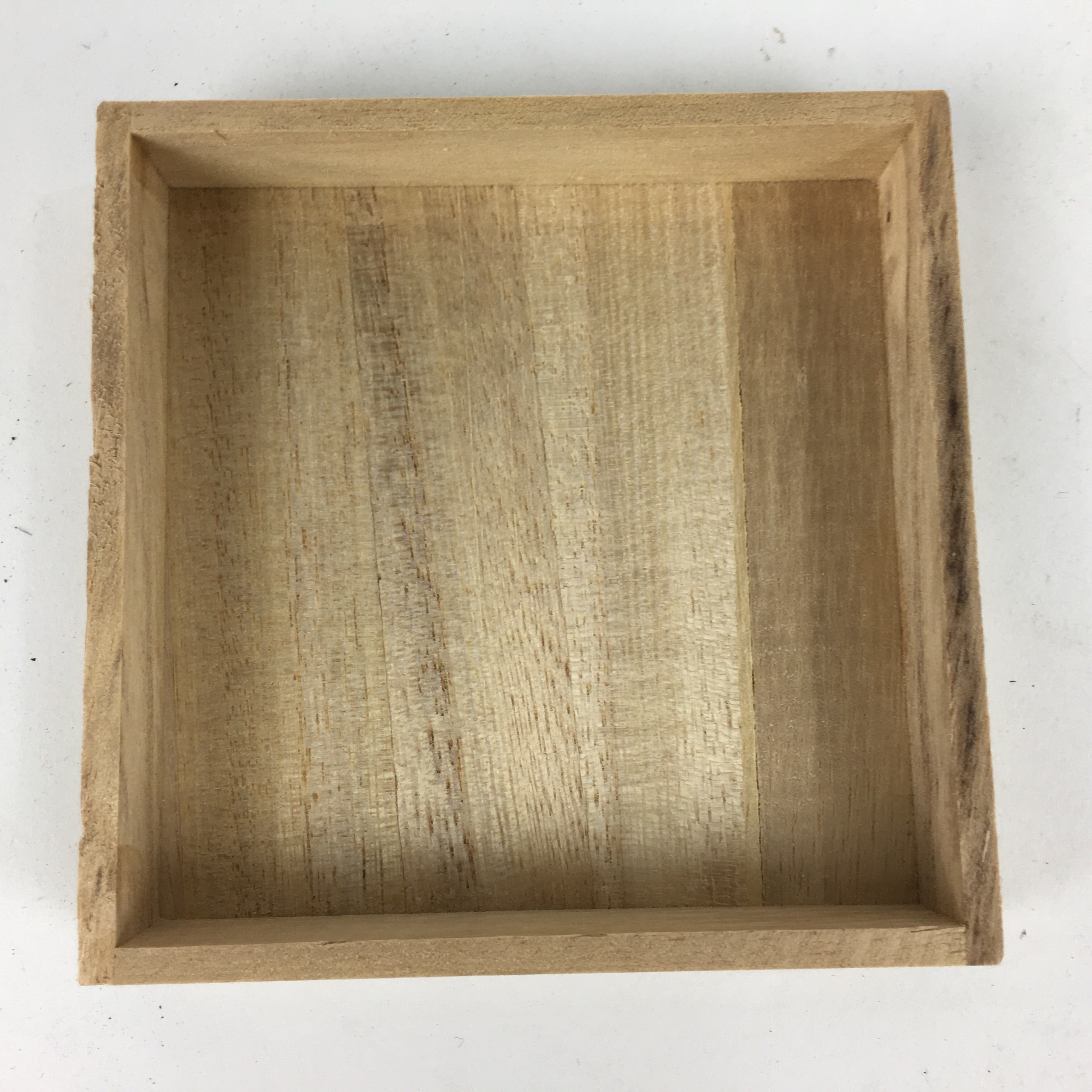 Japanese Wooden Storage Box Vtg Pottery Hako Inside 8x8x2.5cm WB884
