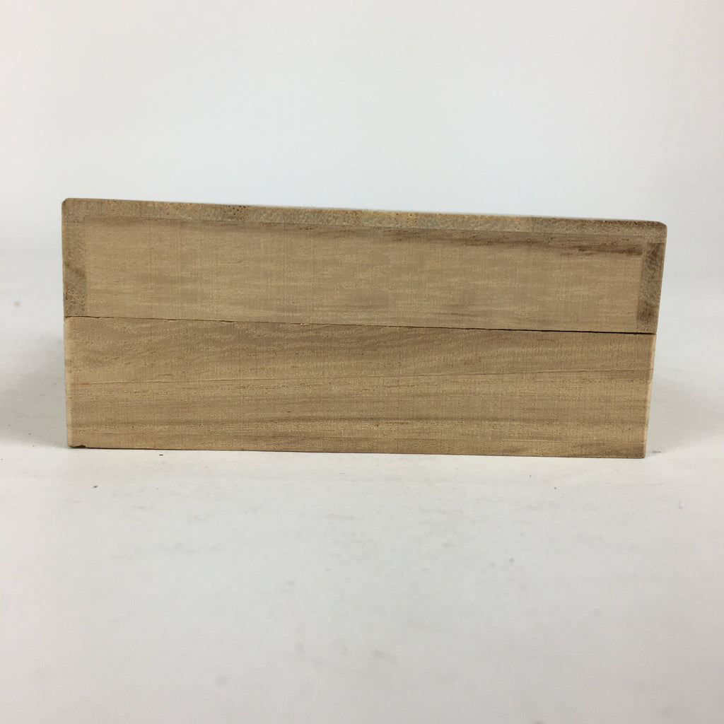 Japanese Wooden Storage Box Vtg Pottery Hako Inside 8x8x2.5cm WB884