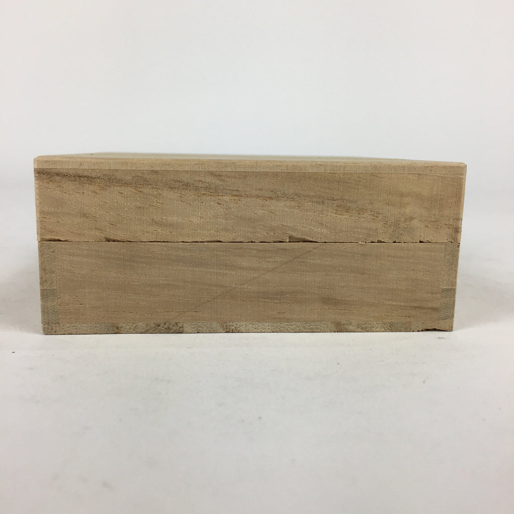 Japanese Wooden Storage Box Vtg Pottery Hako Inside 8x8x2.5cm WB884